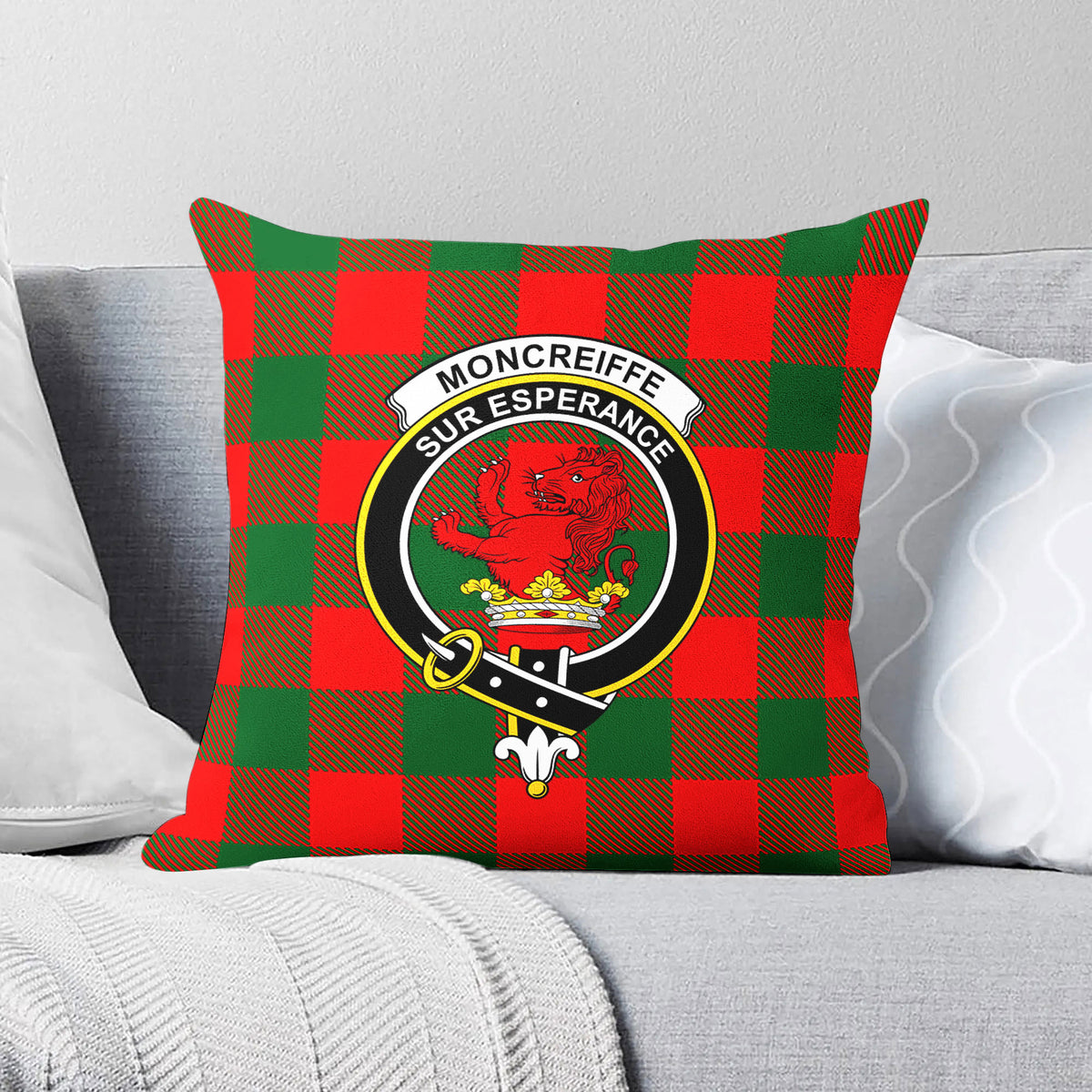 Moncreiffe (or Moncreiff) Tartan Crest Pillow Cover