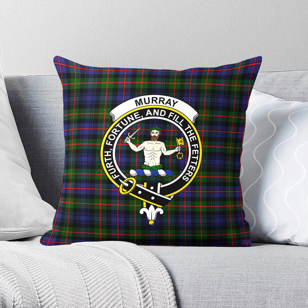 Murray of Atholl Modern Tartan Crest Pillow Cover