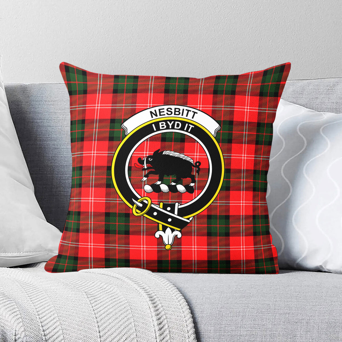 Nesbitt Modern Tartan Crest Pillow Cover