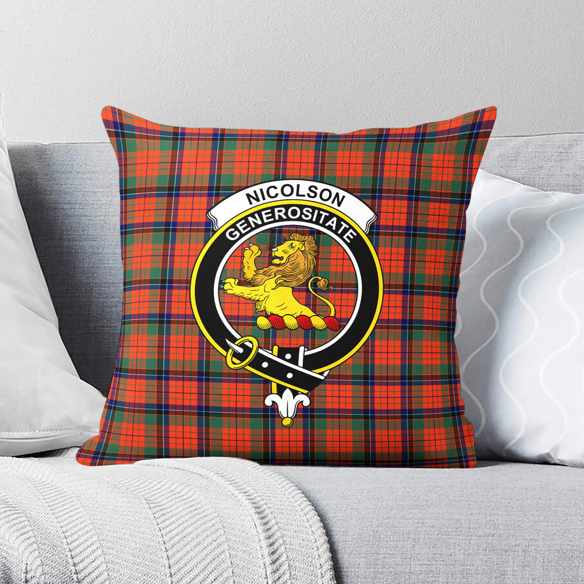 Nicolson Ancient Tartan Crest Pillow Cover