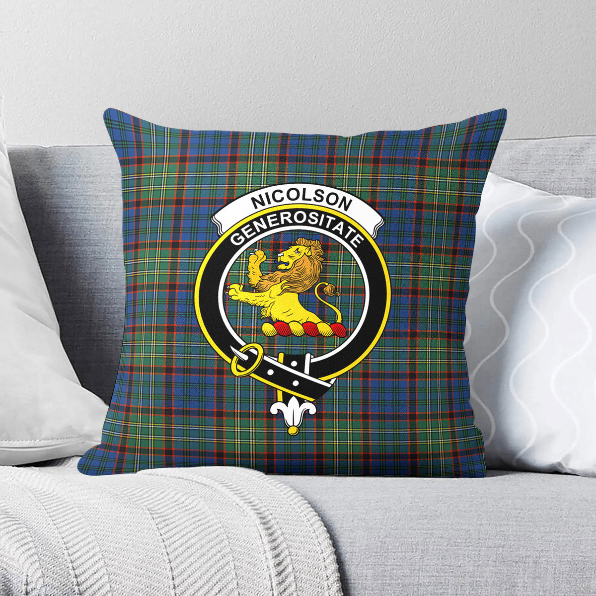 Nicolson Hunting Ancient Tartan Crest Pillow Cover