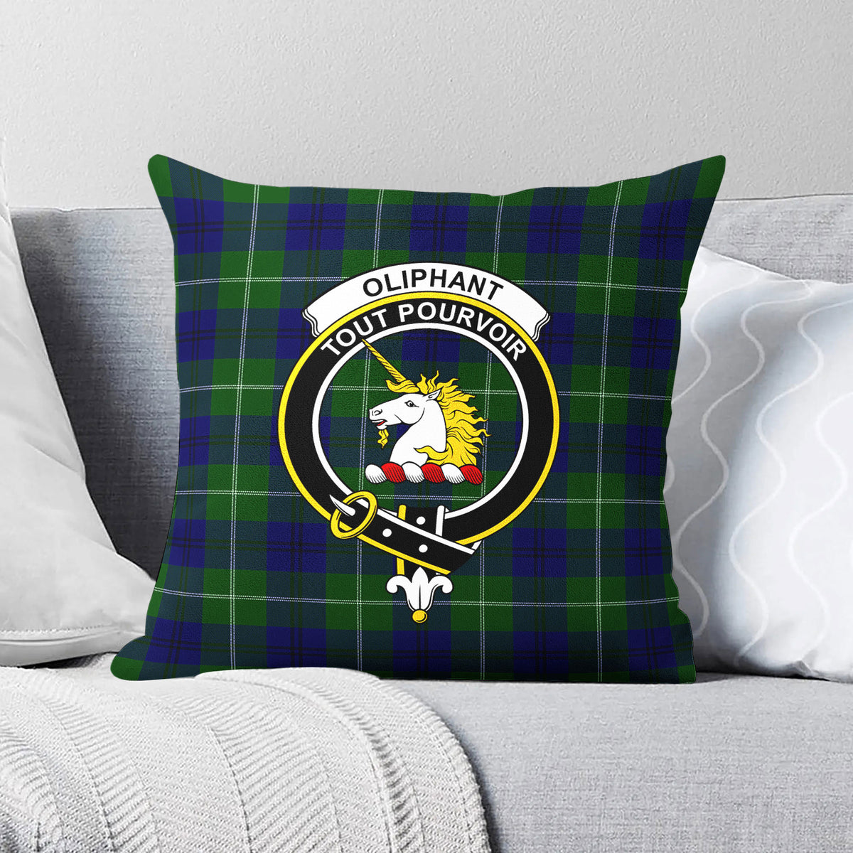 Oliphant Modern Tartan Crest Pillow Cover