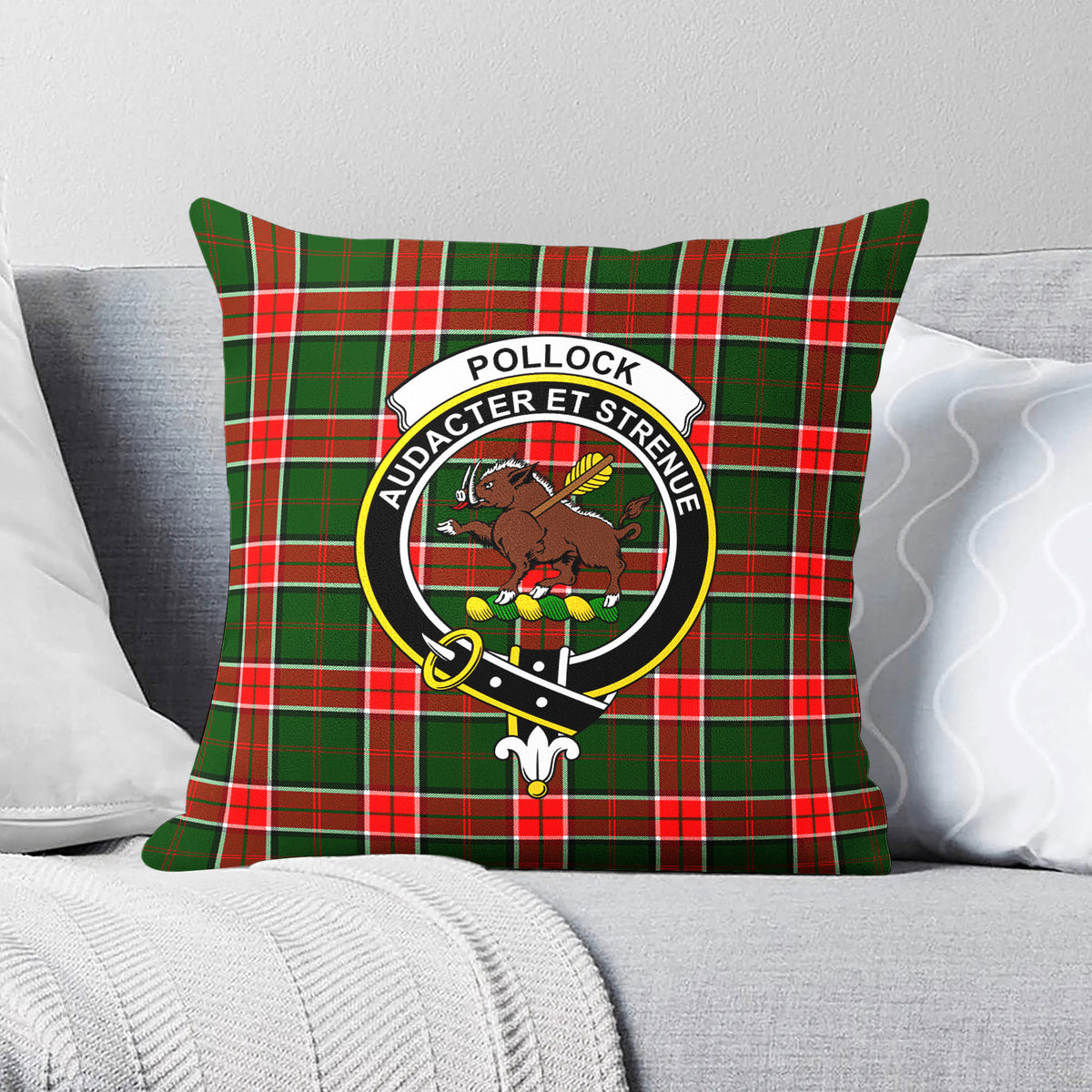 Pollock Tartan Crest Pillow Cover