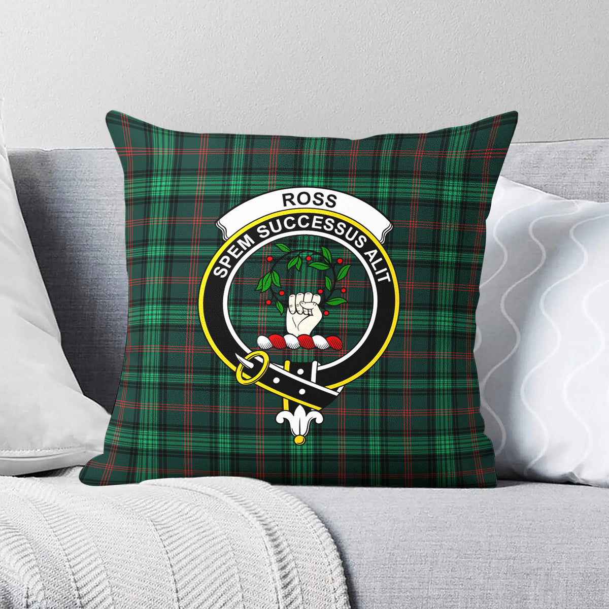 Ross Hunting Modern Tartan Crest Pillow Cover