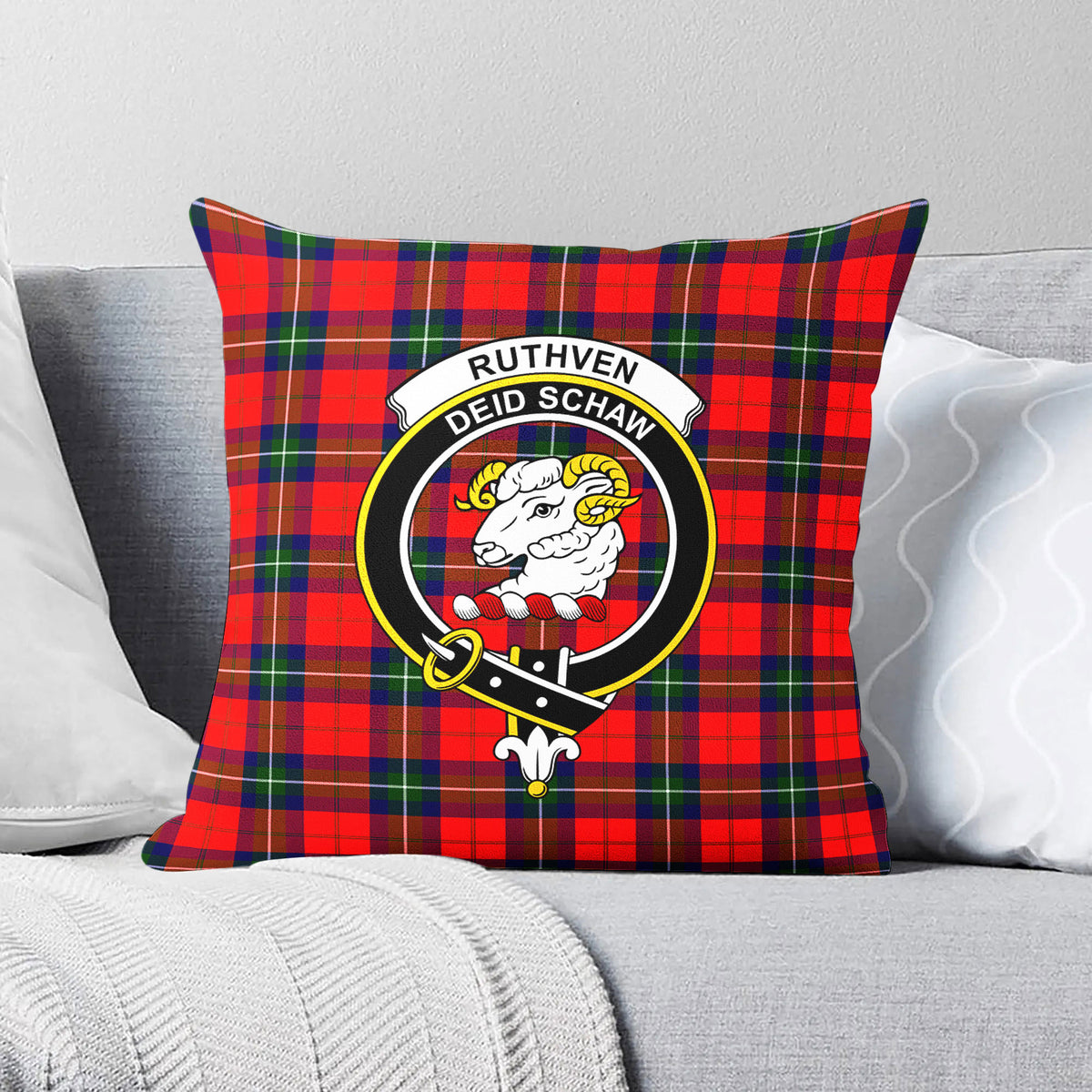 Ruthven Modern Tartan Crest Pillow Cover