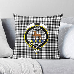 Scott Black & White Modern Tartan Crest Pillow Cover