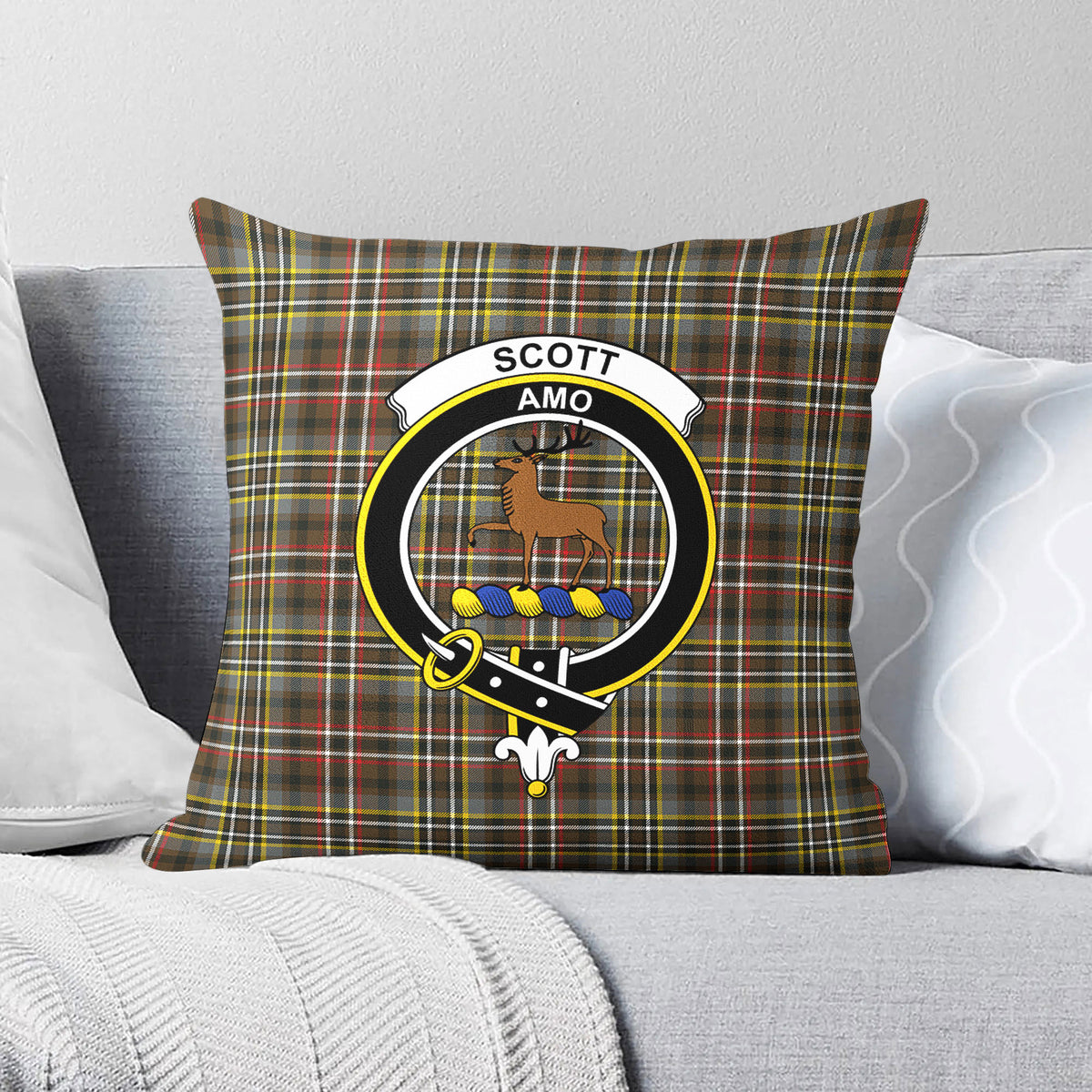 Scott Green Weathered Tartan Crest Pillow Cover