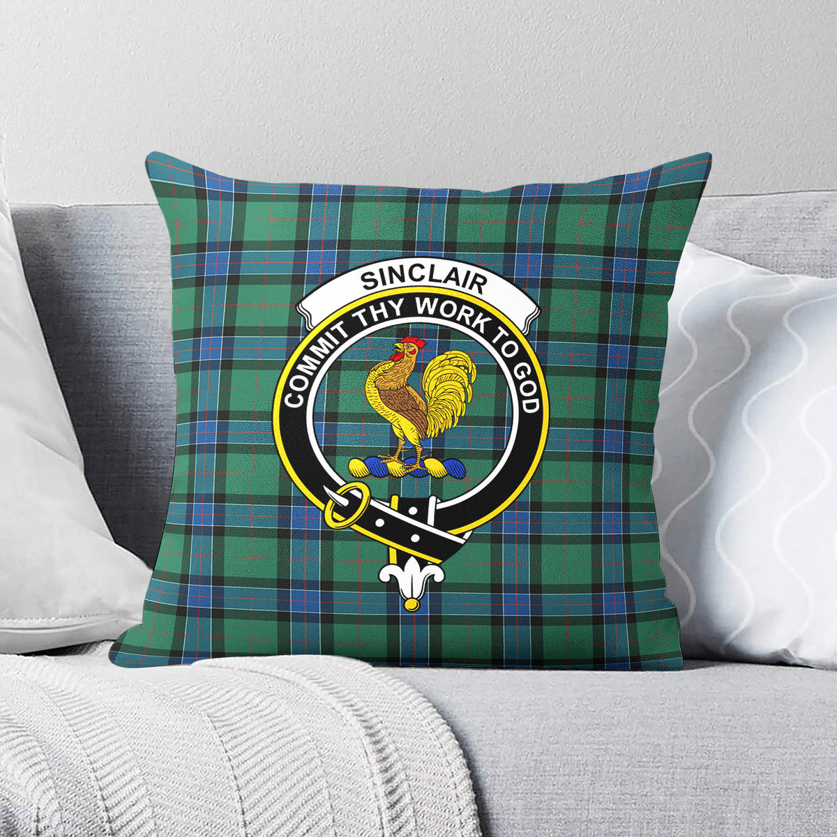 Sinclair Hunting Ancient Tartan Crest Pillow Cover