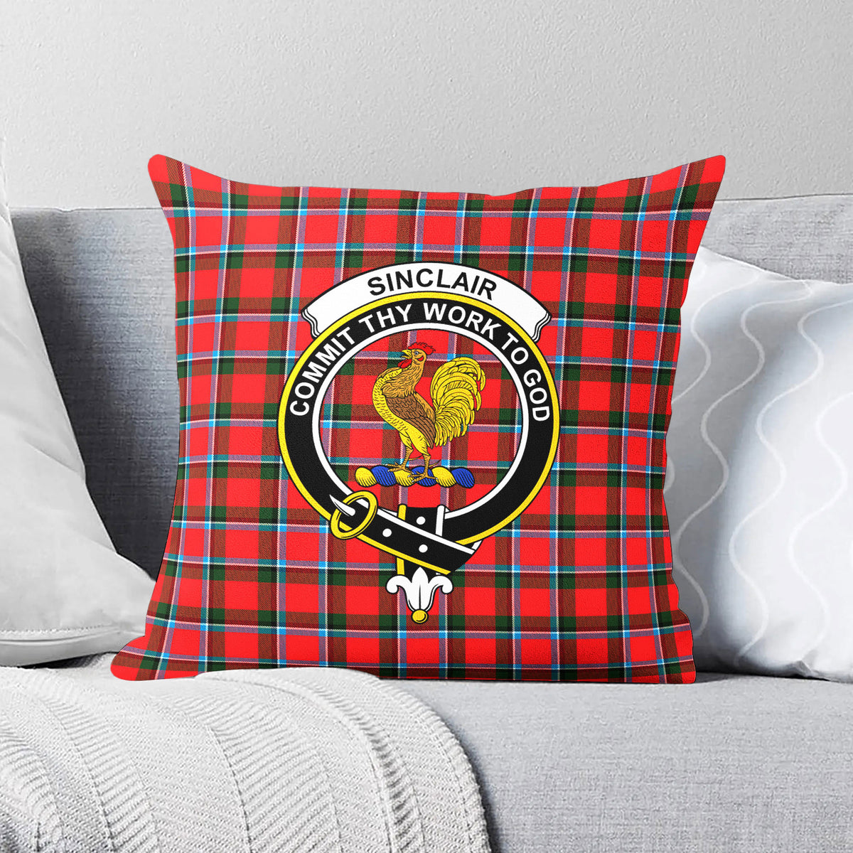 Sinclair Modern Tartan Crest Pillow Cover