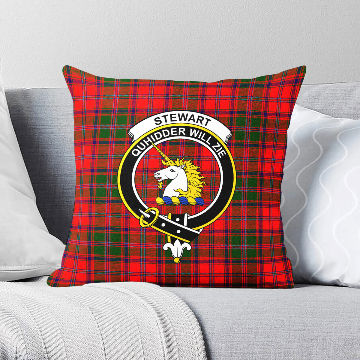 Stewart of Appin Modern Tartan Crest Pillow Cover