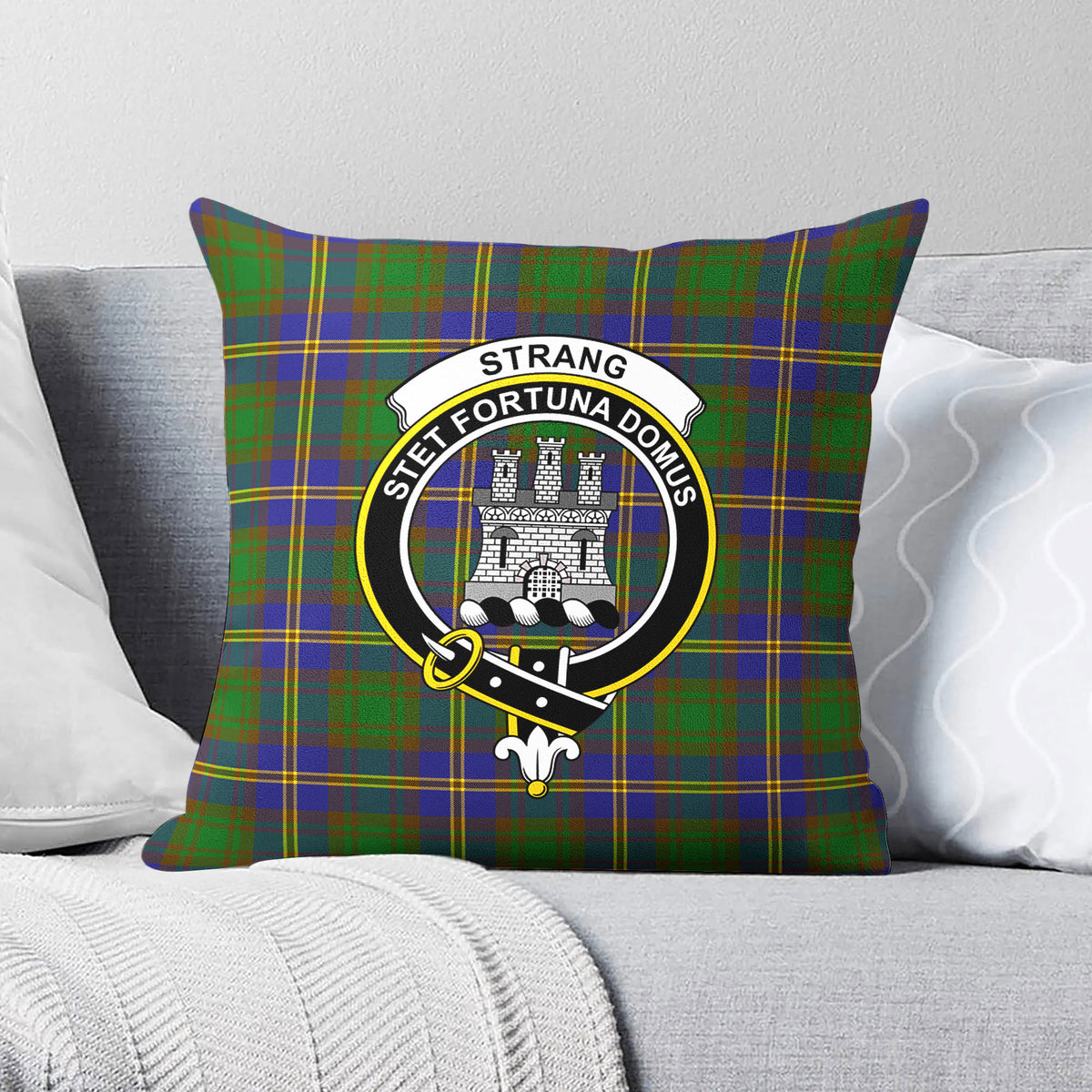 Strang (or Strange) Tartan Crest Pillow Cover