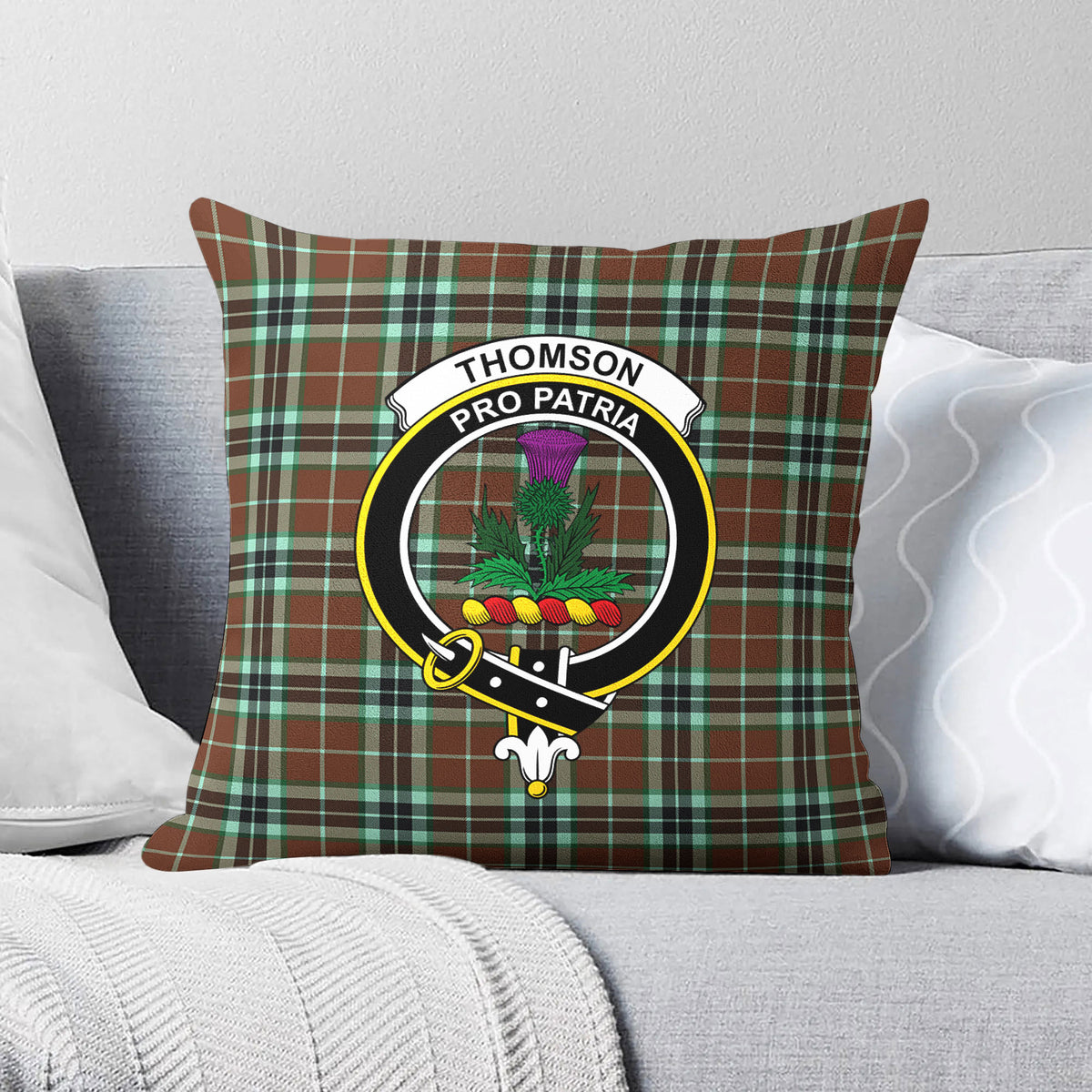 Thomson Hunting Modern Tartan Crest Pillow Cover