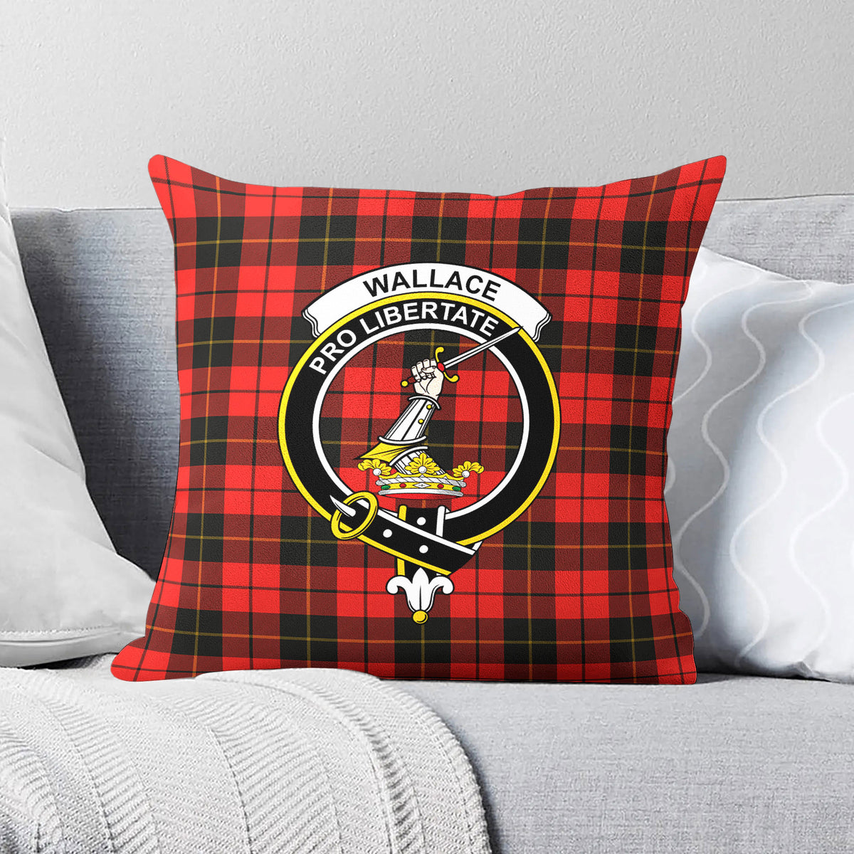 Wallace Weathered Tartan Crest Pillow Cover