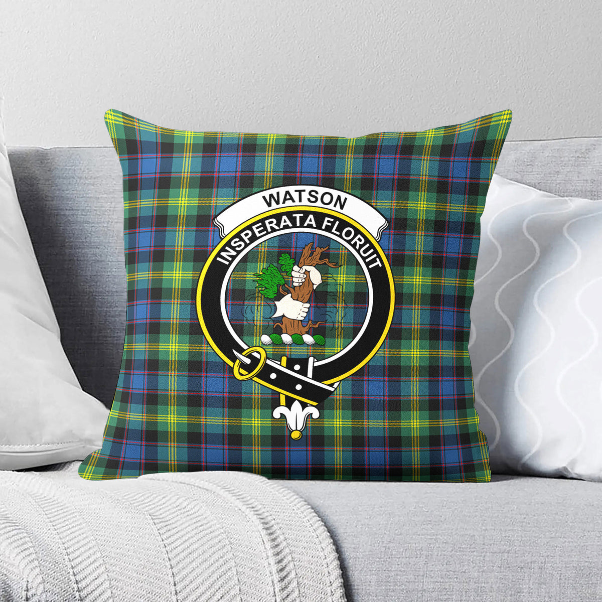 Watson Ancient Tartan Crest Pillow Cover