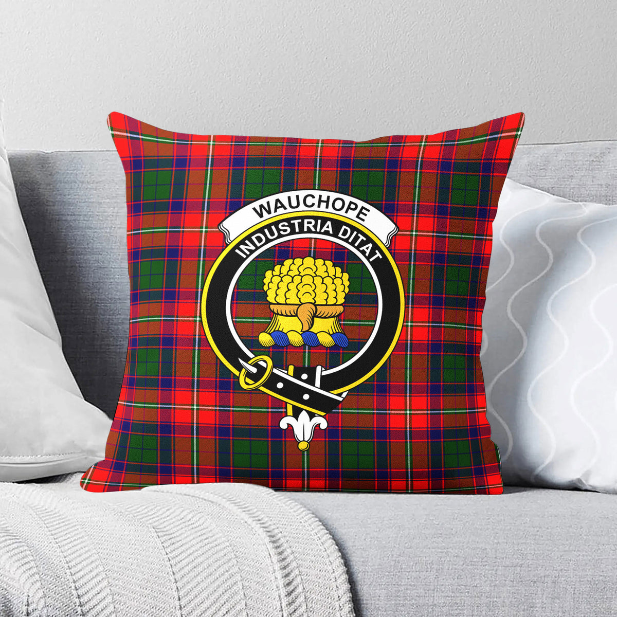 Wauchope (or Waugh) Tartan Crest Pillow Cover