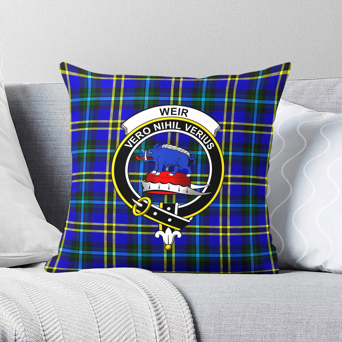 Weir Modern Tartan Crest Pillow Cover