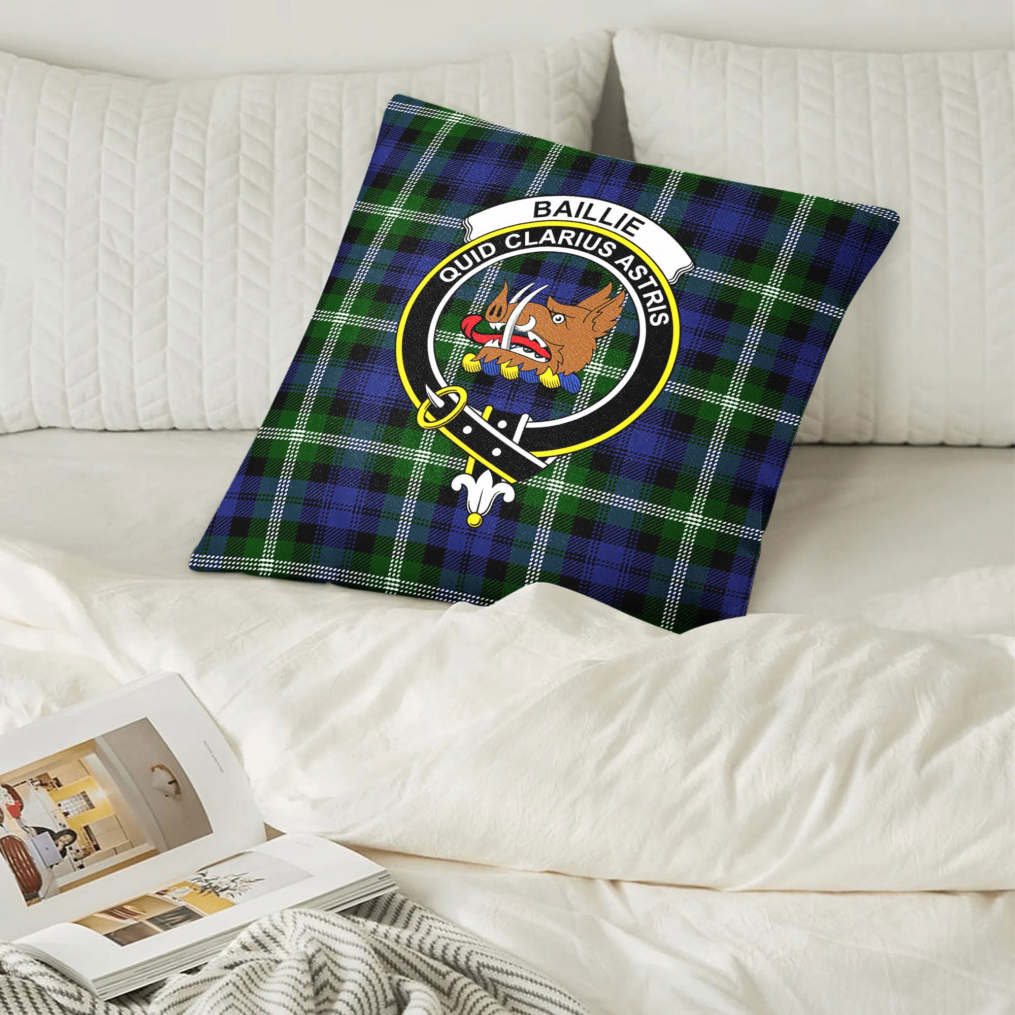 Baillie Modern Tartan Crest Pillow Cover