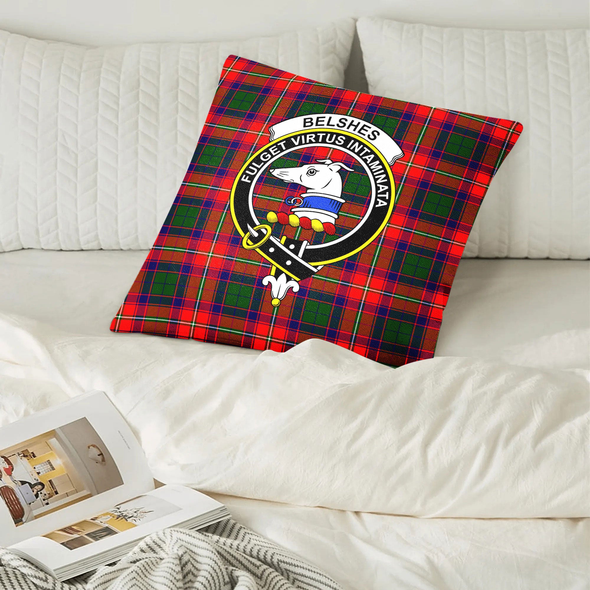 Belshes Tartan Crest Pillow Cover