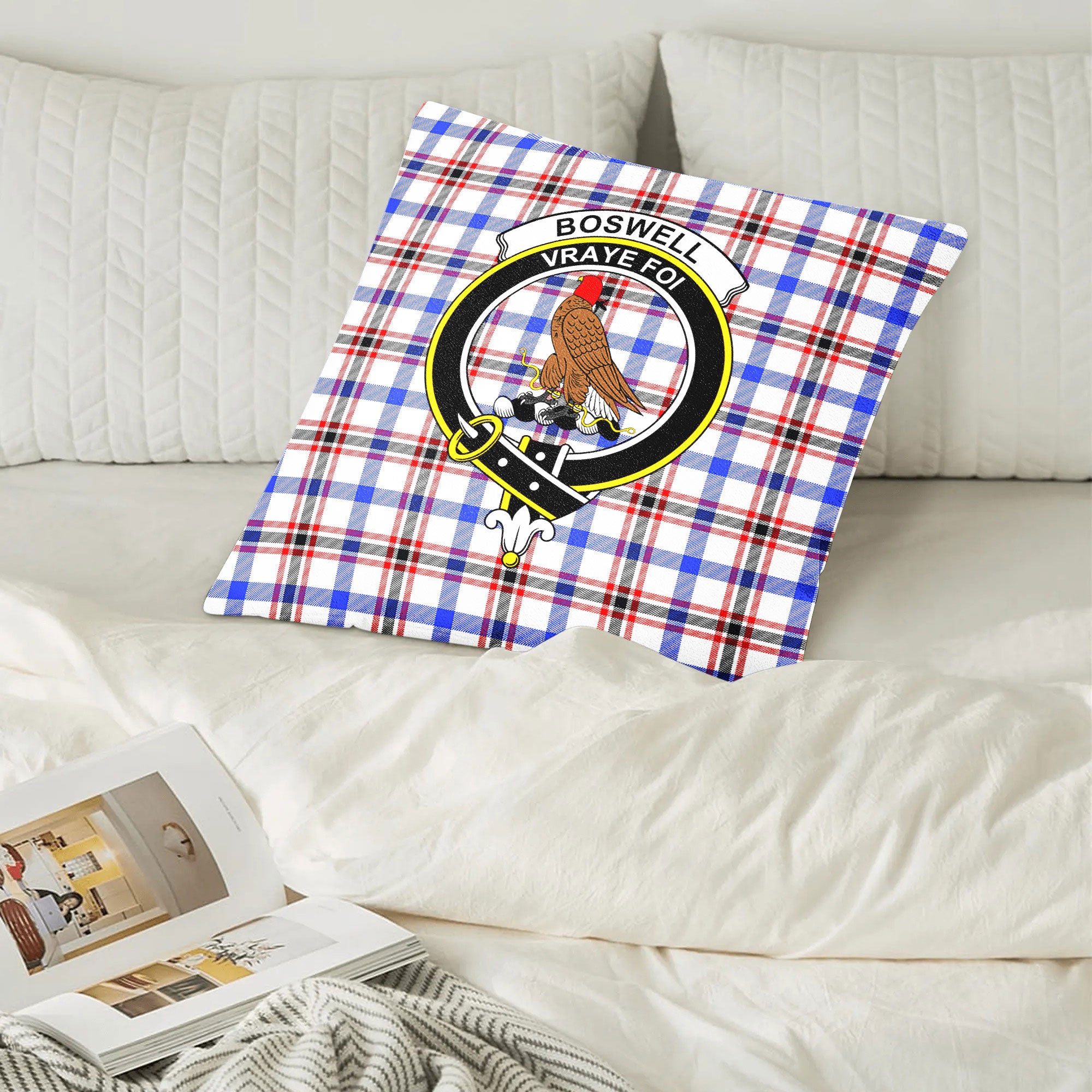 Boswell Modern Tartan Crest Pillow Cover