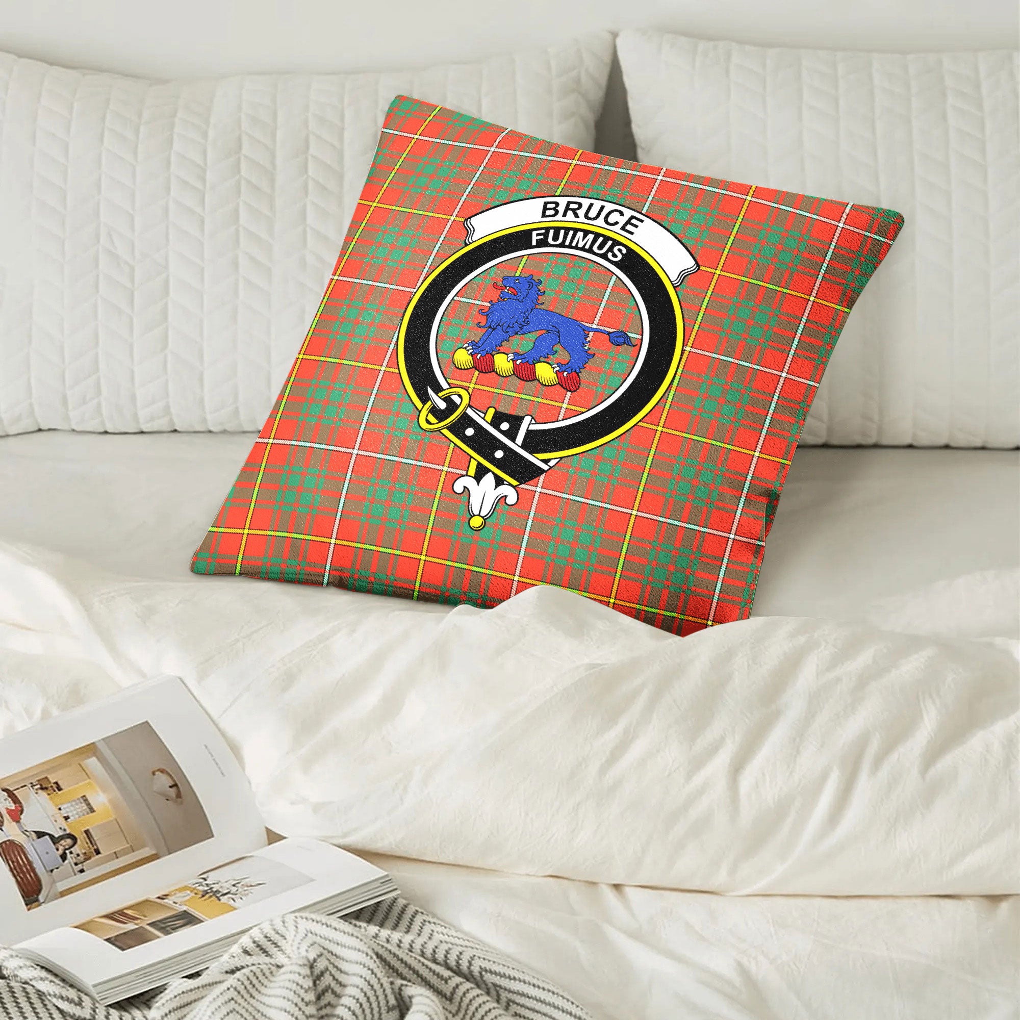 Bruce Ancient Tartan Crest Pillow Cover