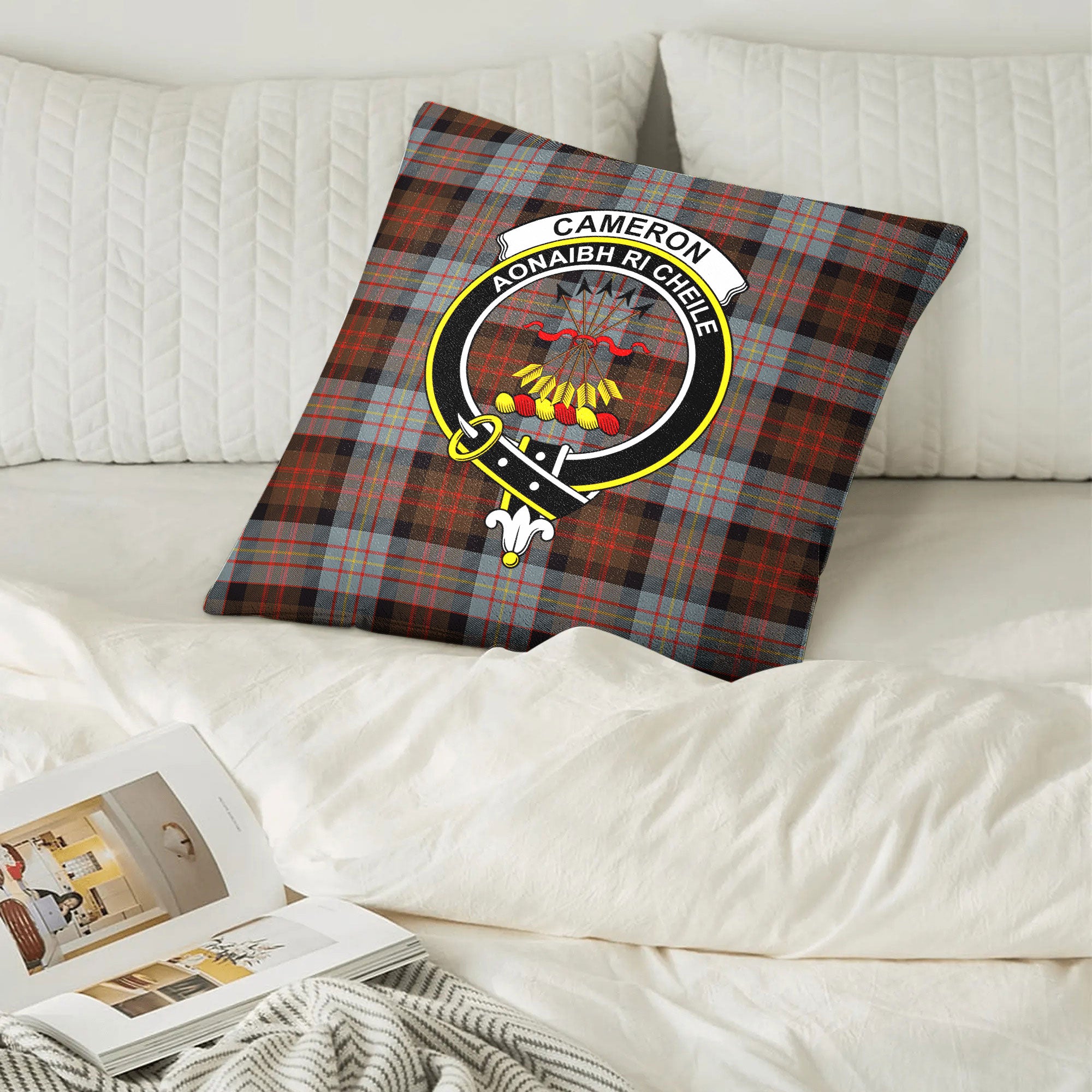 Cameron of Erracht Weathered Tartan Crest Pillow Cover