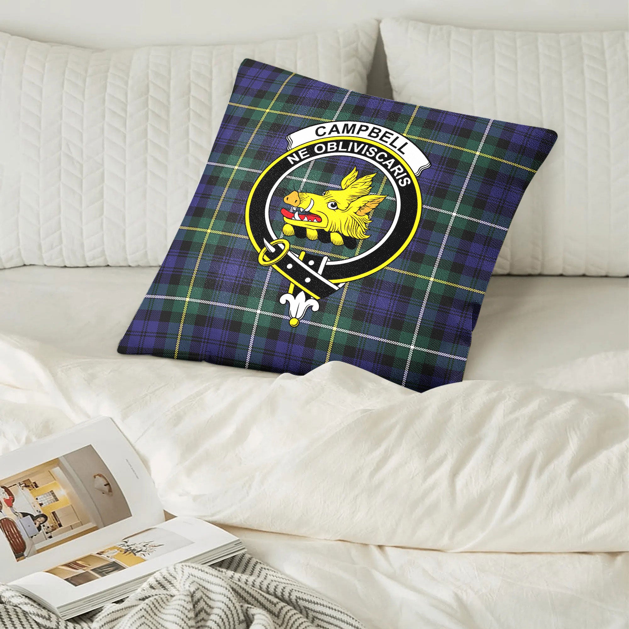 Campbell Argyll Modern Tartan Crest Pillow Cover