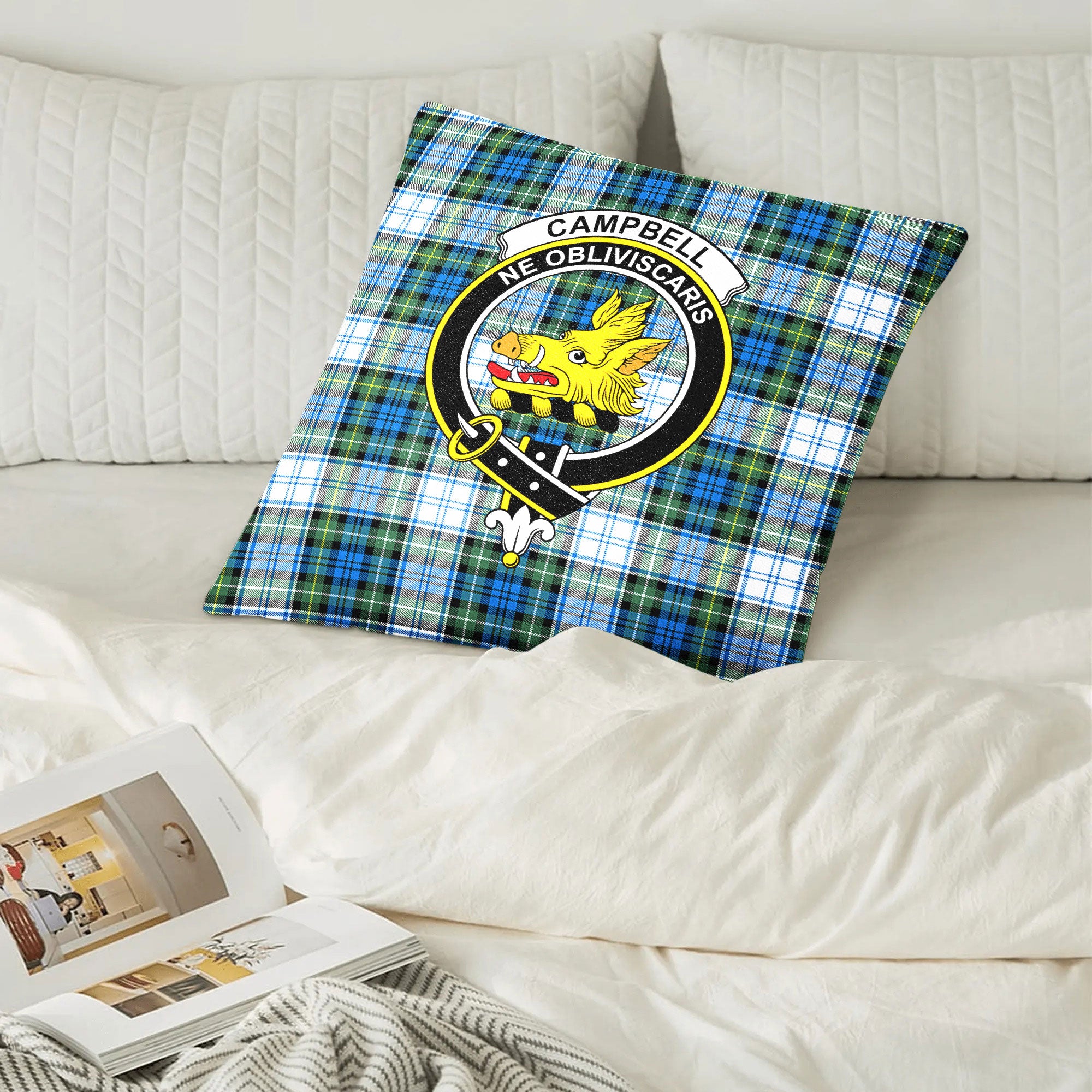 Campbell Dress Ancient Tartan Crest Pillow Cover