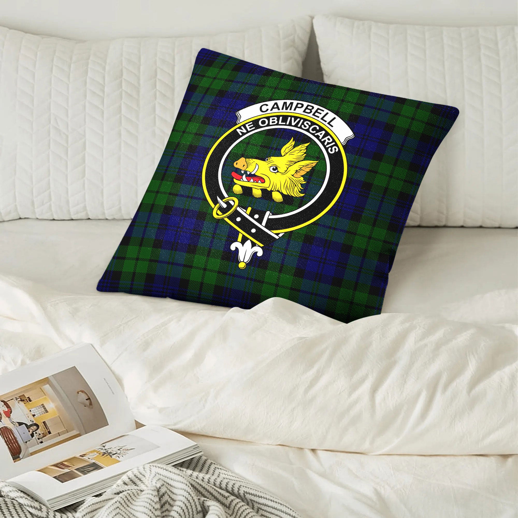 Campbell Modern Tartan Crest Pillow Cover