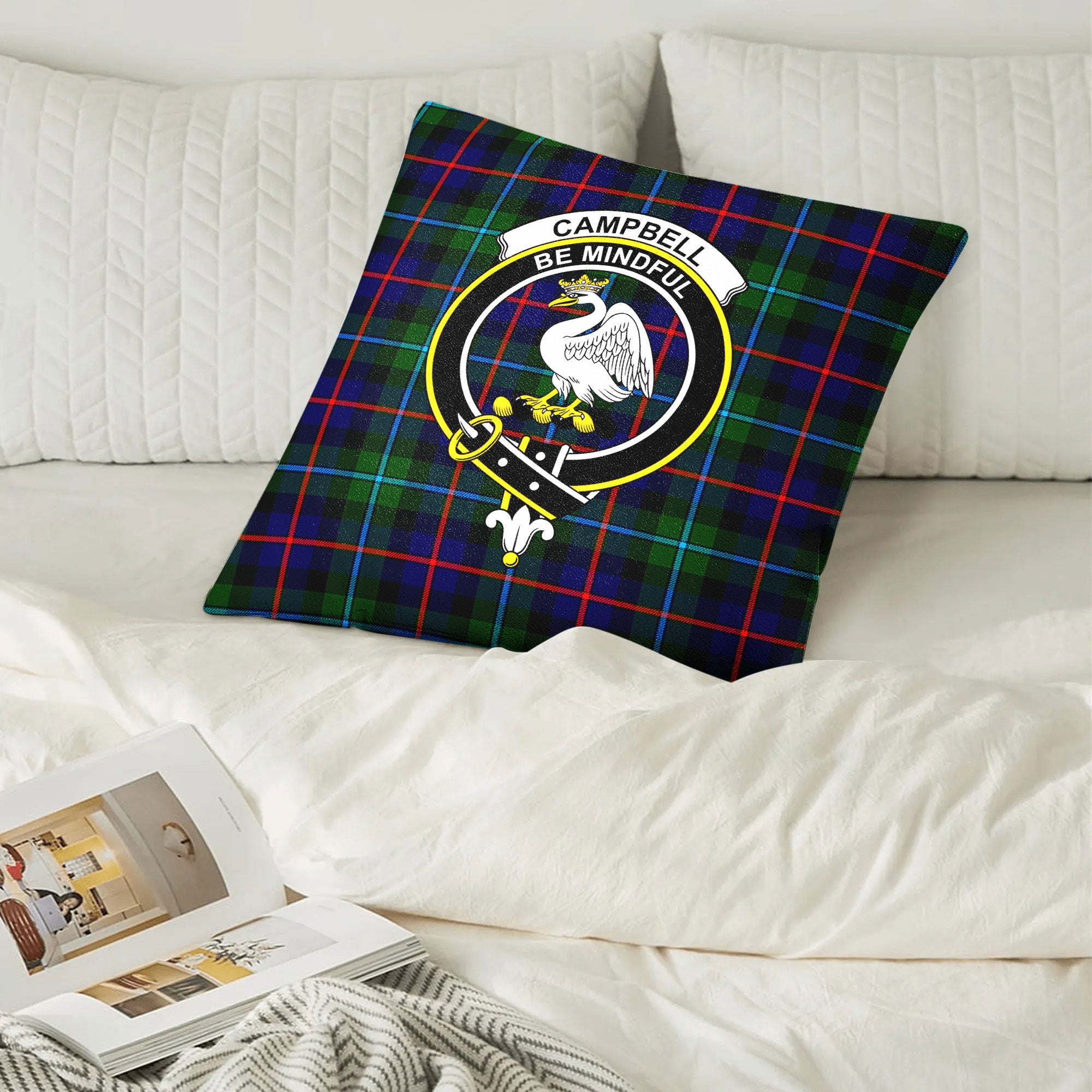 Campbell of Cawdor Modern Tartan Crest Pillow Cover