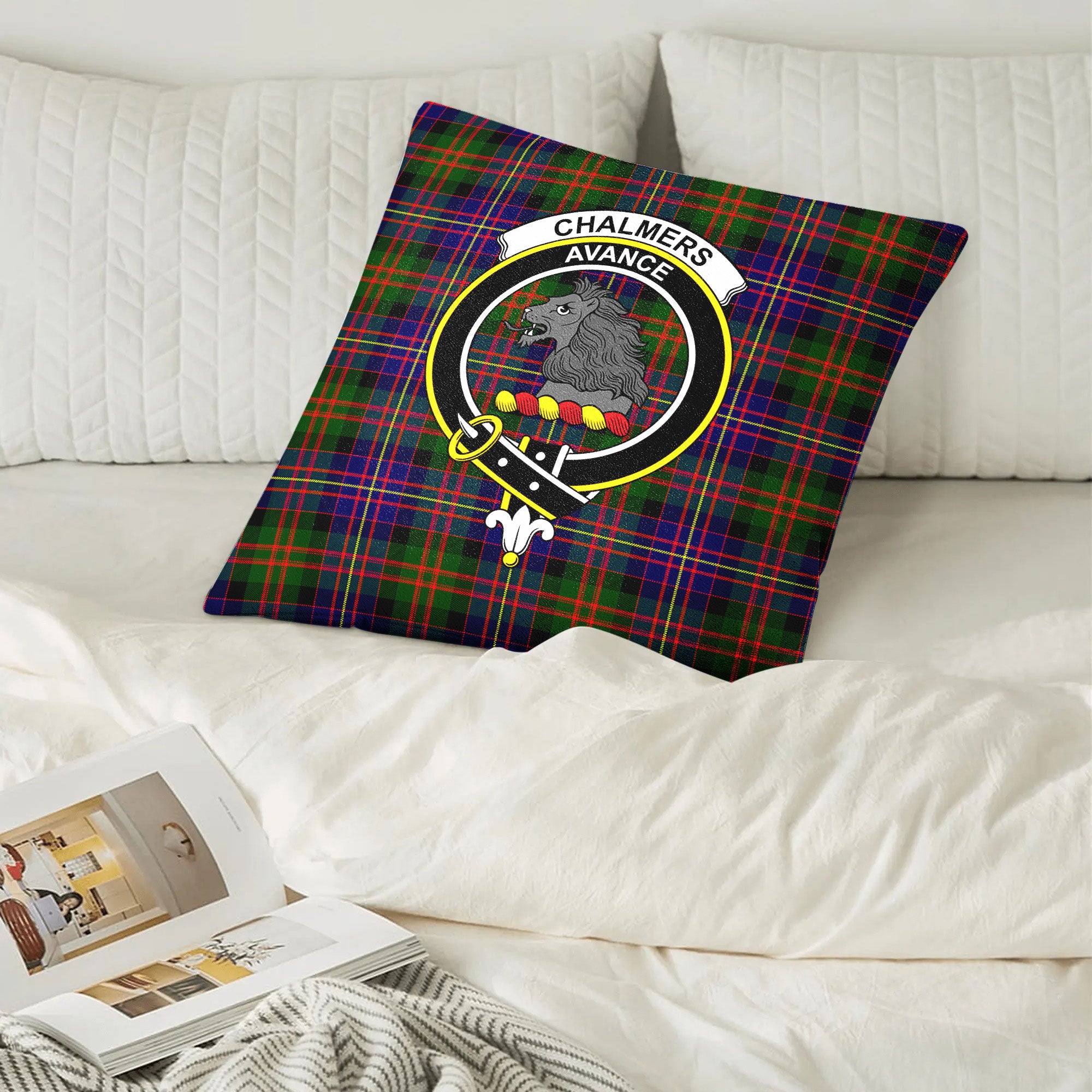 Chalmers Tartan Crest Pillow Cover