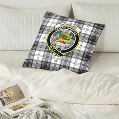 Douglas Grey Modern Tartan Crest Pillow Cover