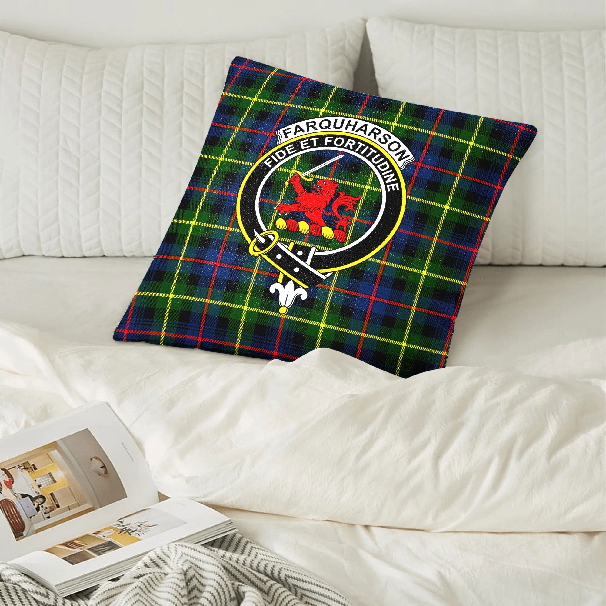 Farquharson Modern Tartan Crest Pillow Cover