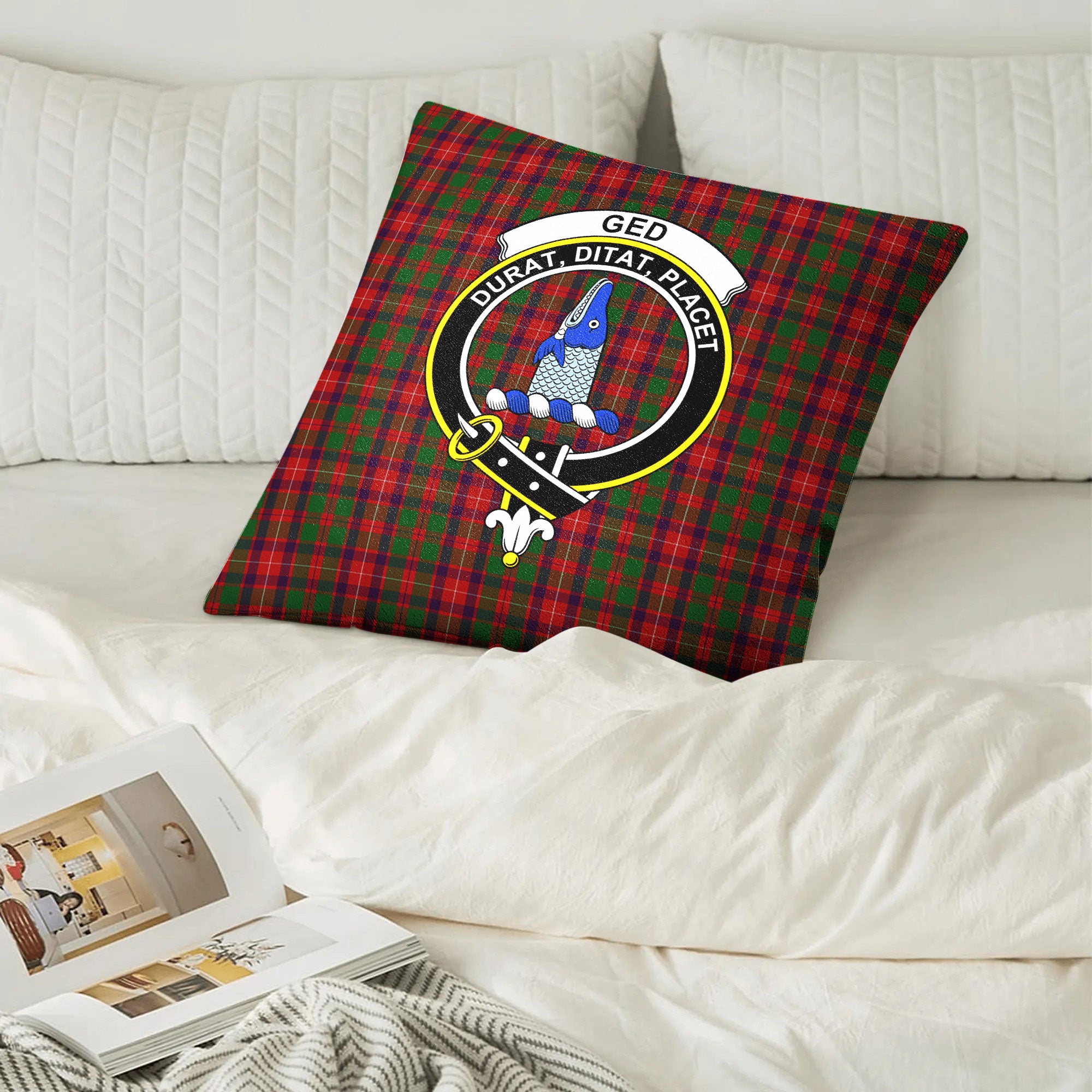 Ged Tartan Crest Pillow Cover