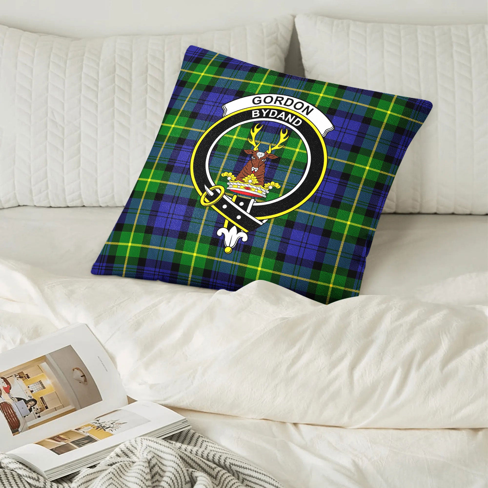 Gordon Modern Tartan Crest Pillow Cover