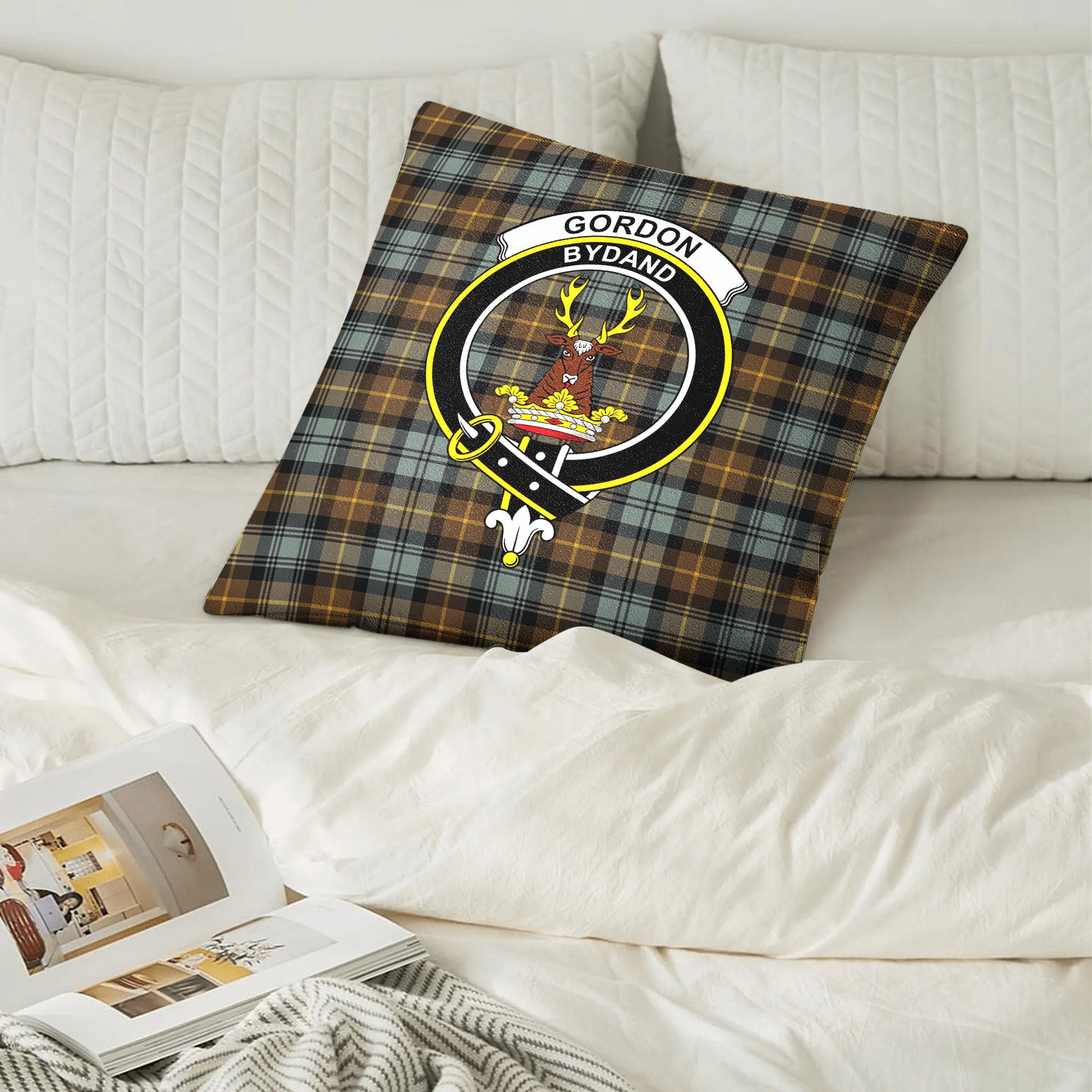 Gordon Weathered Tartan Crest Pillow Cover