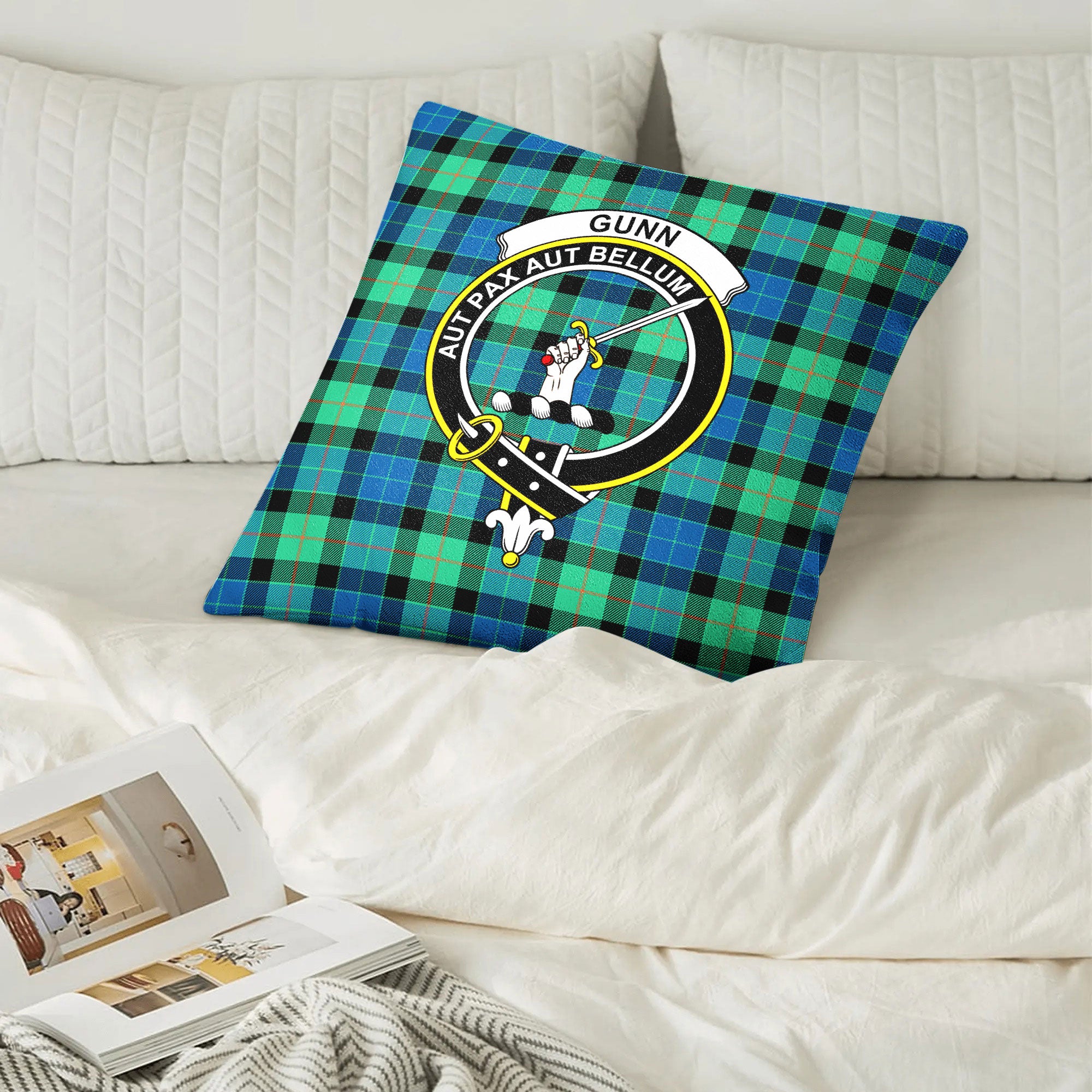 Gunn Ancient Tartan Crest Pillow Cover