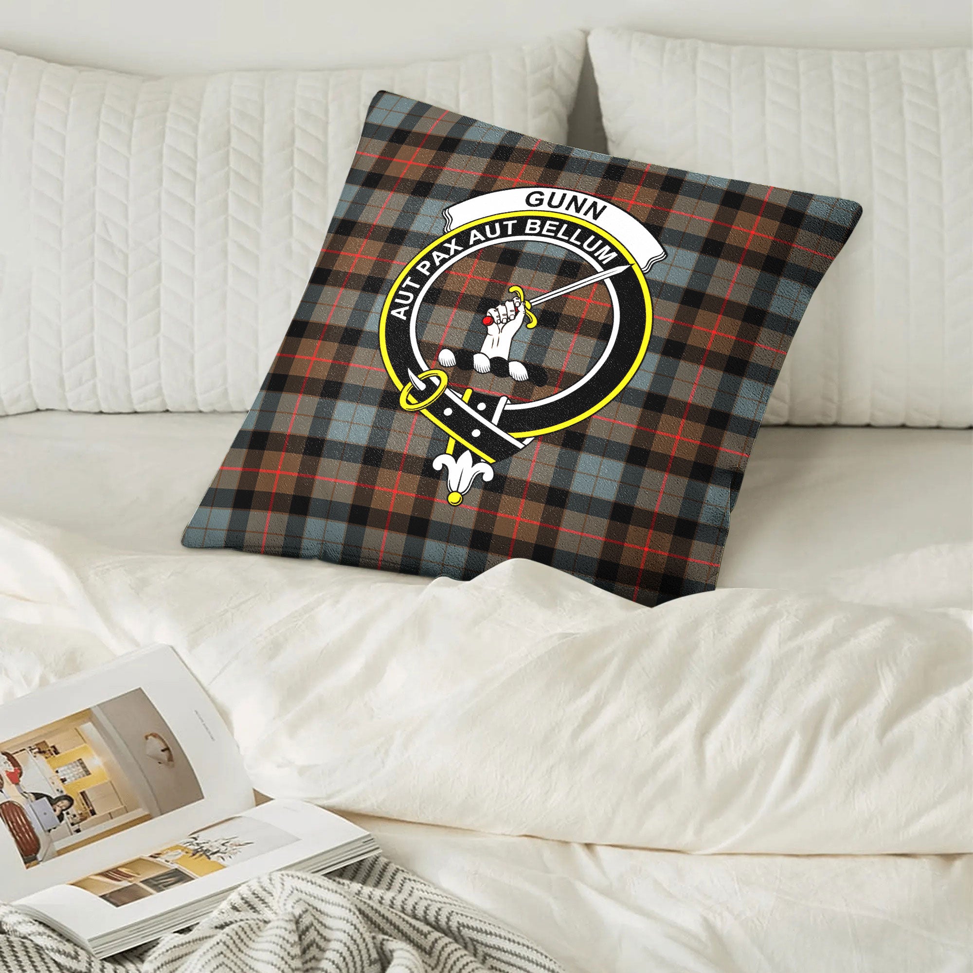 Gunn Weathered Tartan Crest Pillow Cover