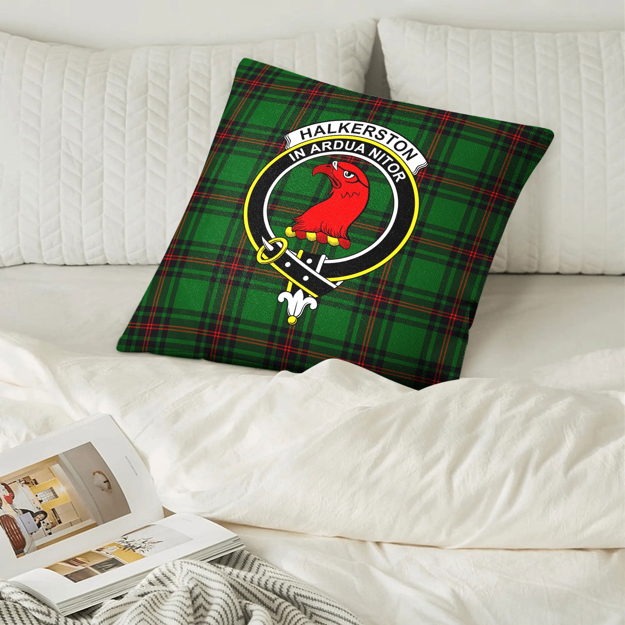 Halkerston Tartan Crest Pillow Cover