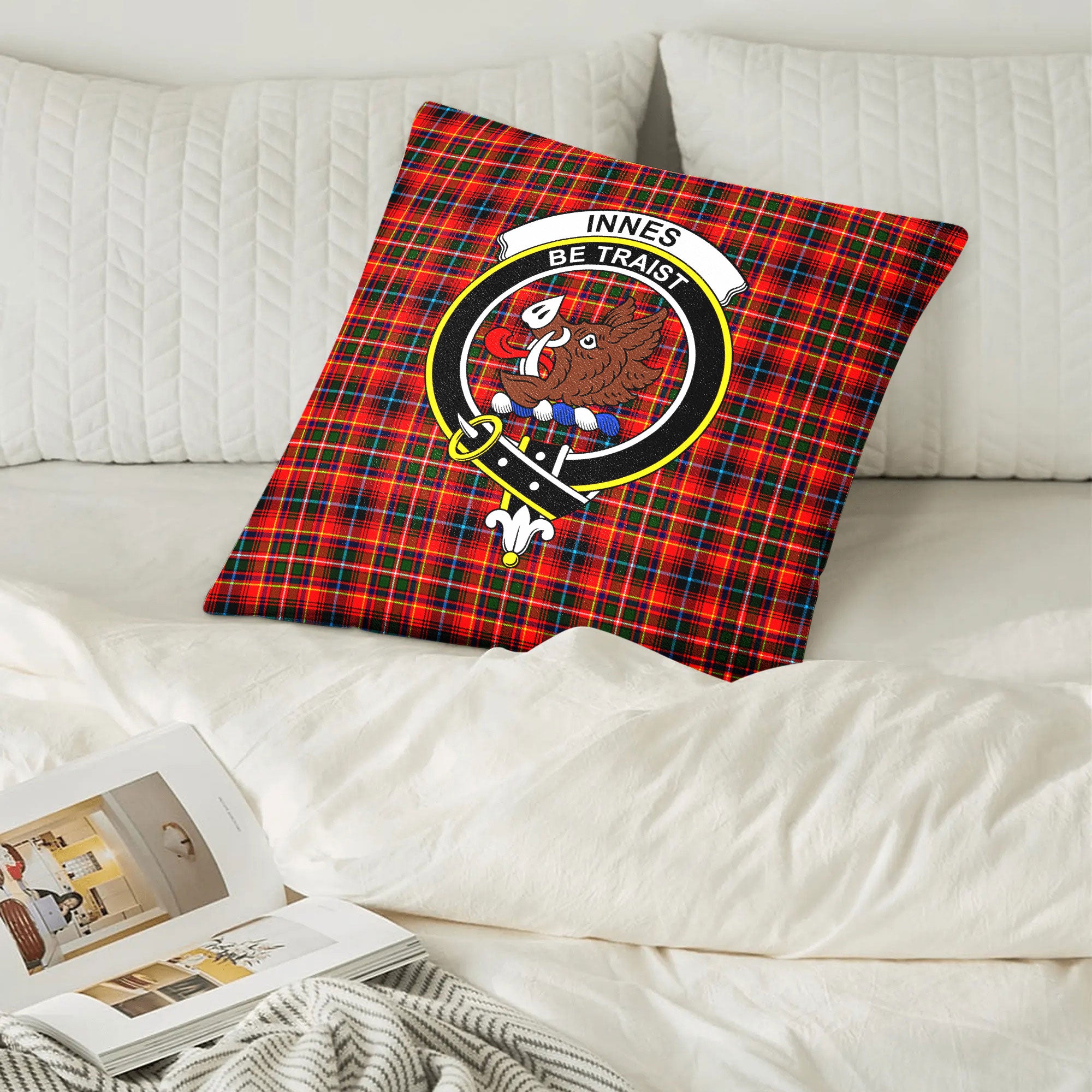 Innes Modern Tartan Crest Pillow Cover