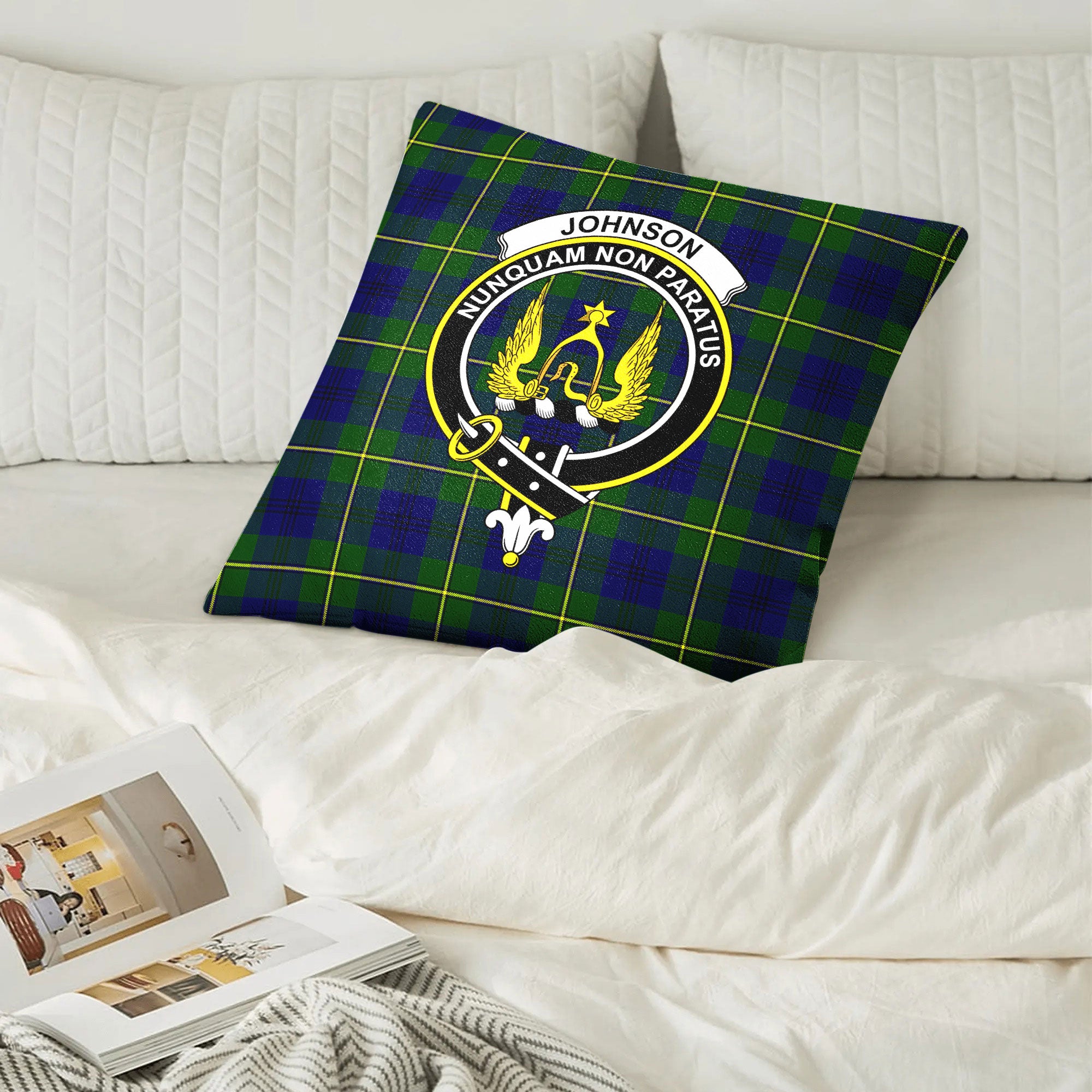 Johnson Modern Tartan Crest Pillow Cover