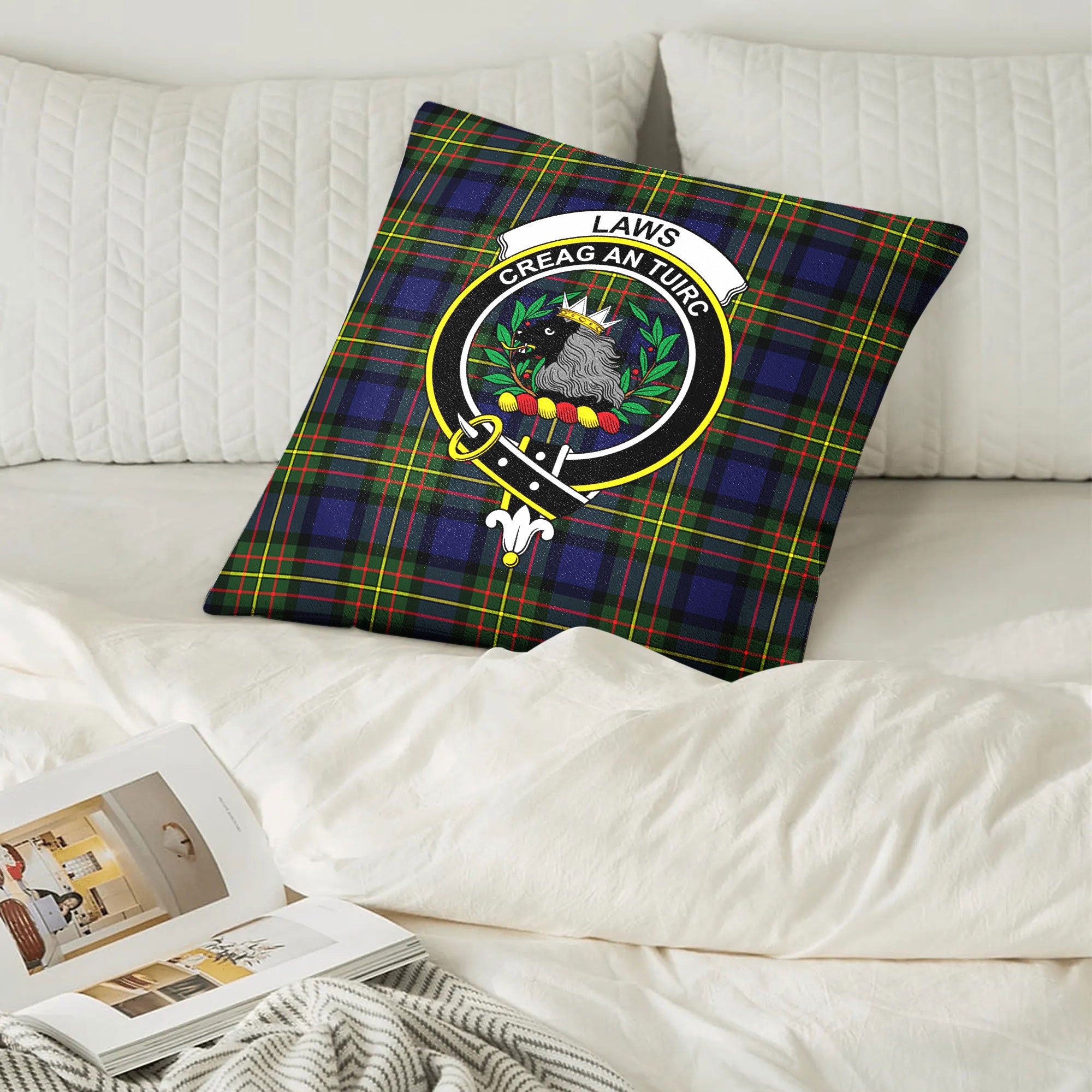 Laws Tartan Crest Pillow Cover