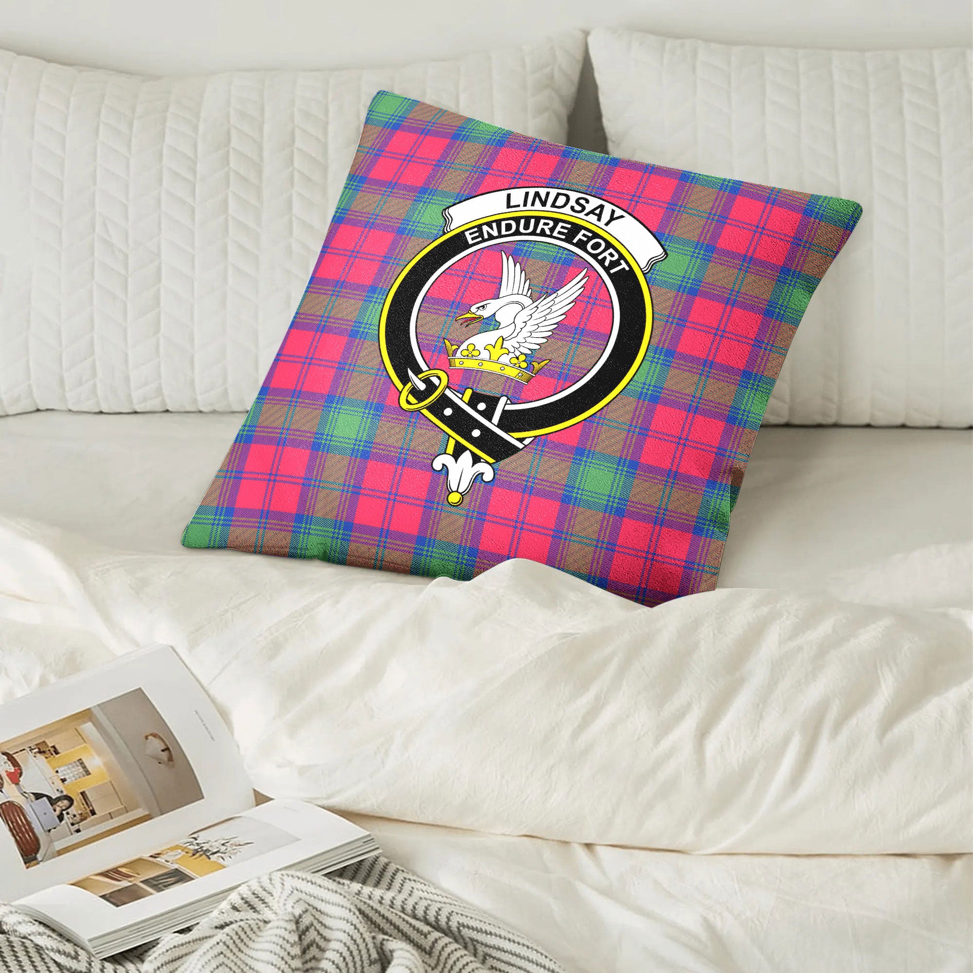 Lindsay Ancient Tartan Crest Pillow Cover