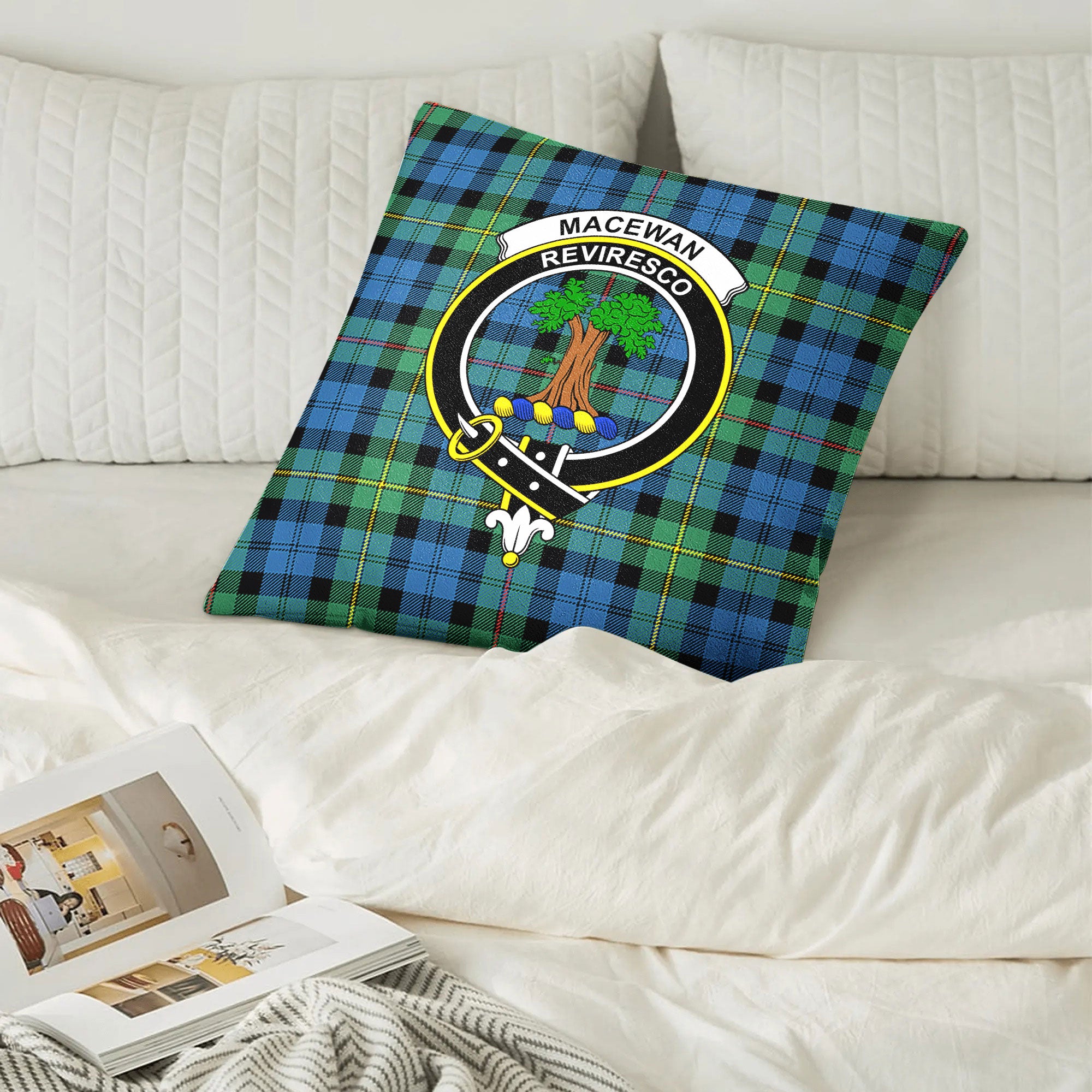 MacEwan Ancient Tartan Crest Pillow Cover