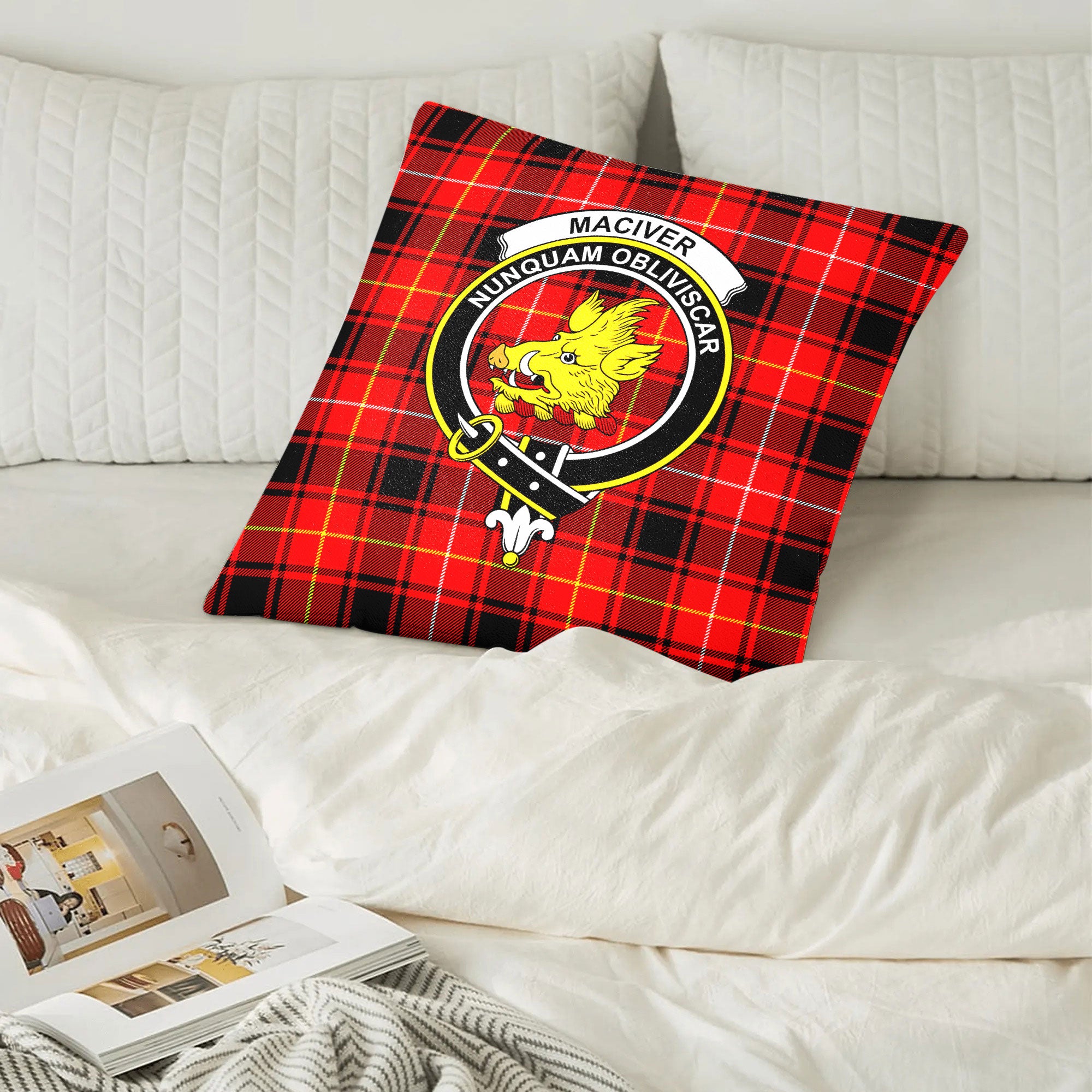 MacIver Modern Tartan Crest Pillow Cover