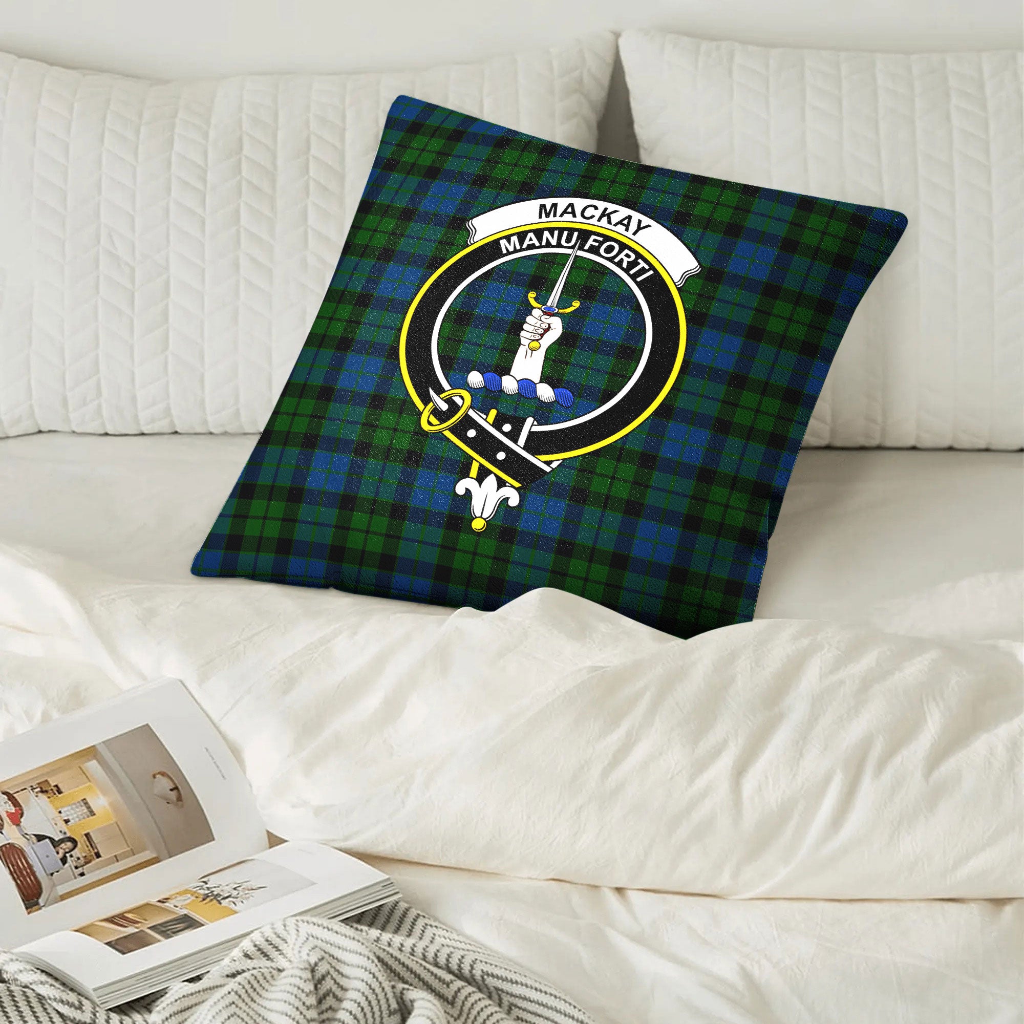 MacKay Modern Tartan Crest Pillow Cover