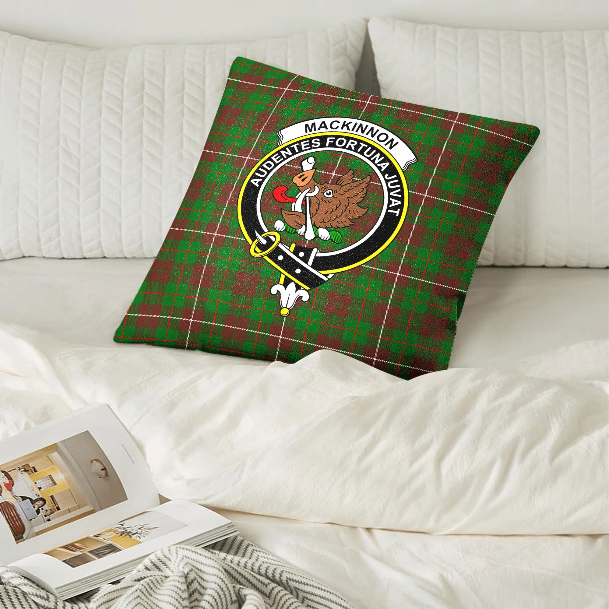 MacKinnon Hunting Modern Tartan Crest Pillow Cover