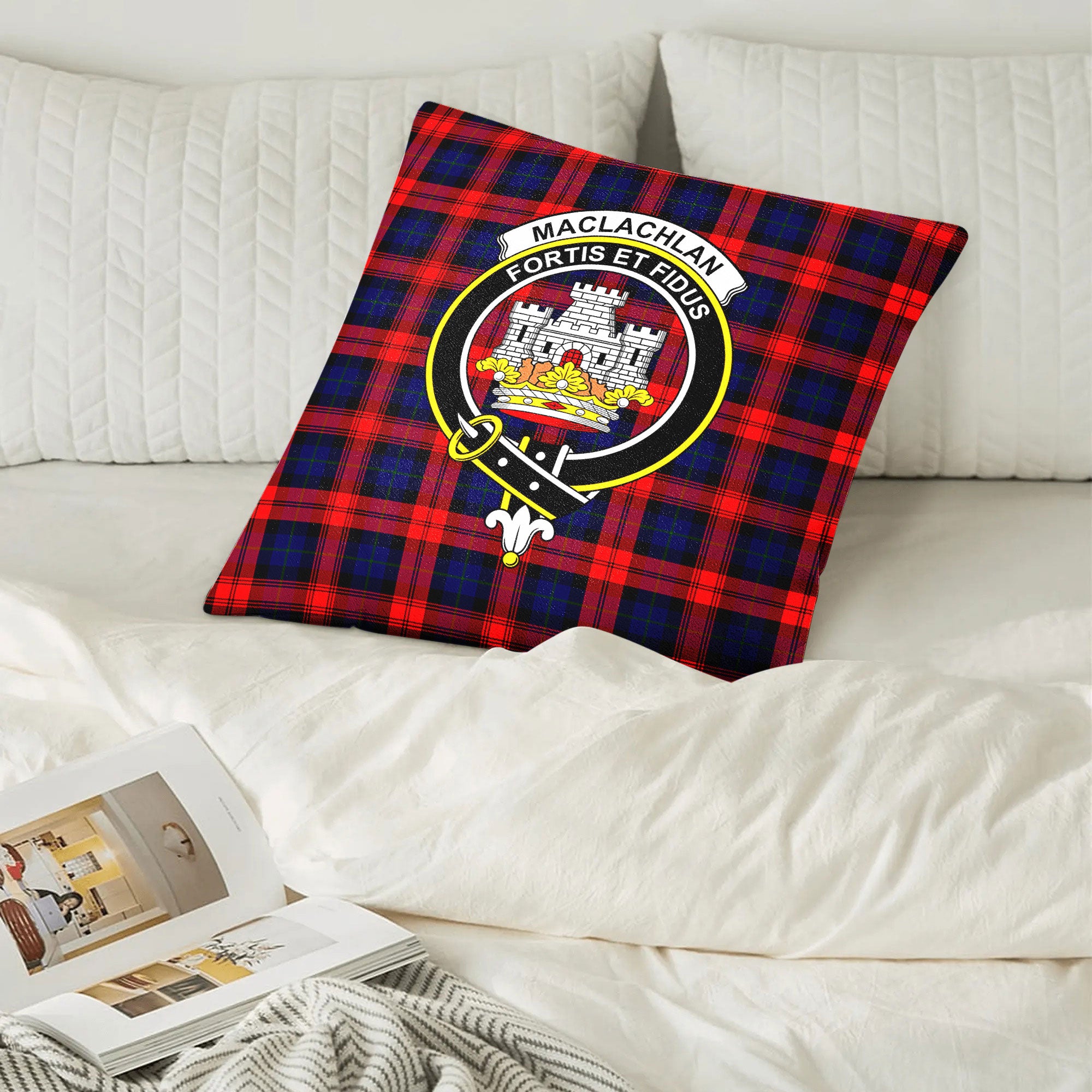 MacLachlan Modern Tartan Crest Pillow Cover