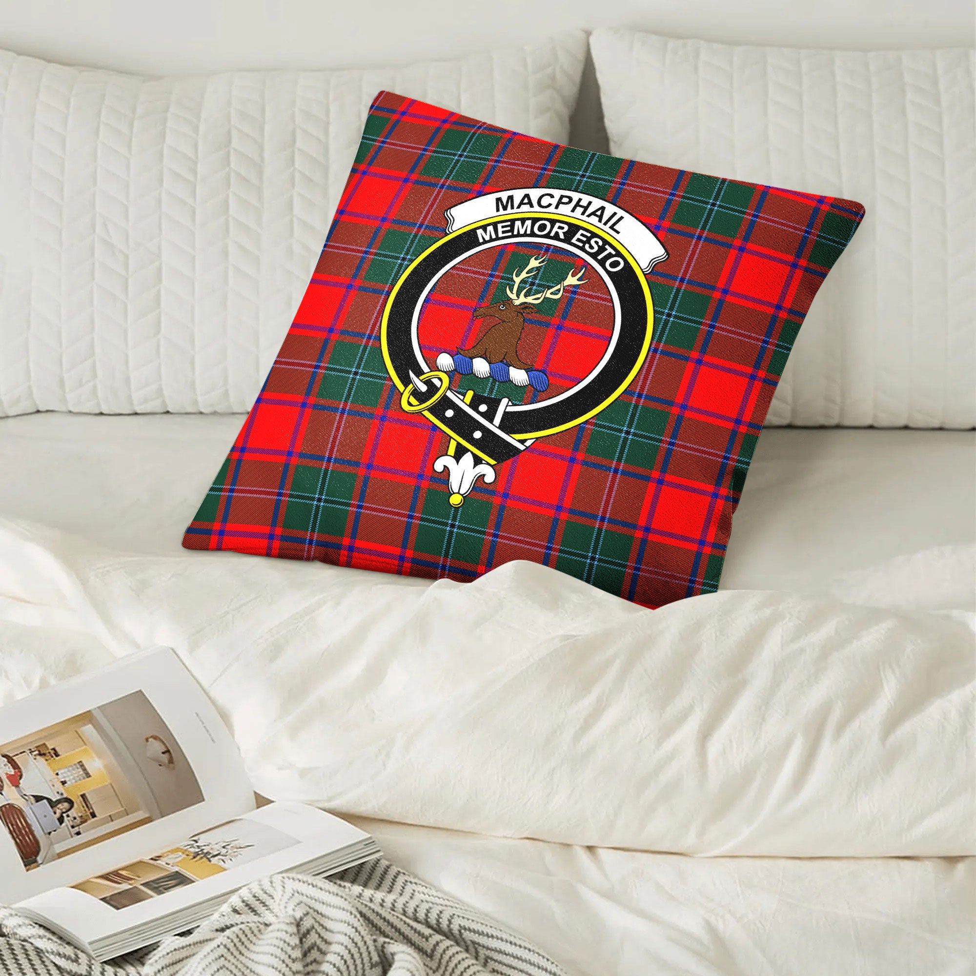 MacPhail Clan Tartan Crest Pillow Cover