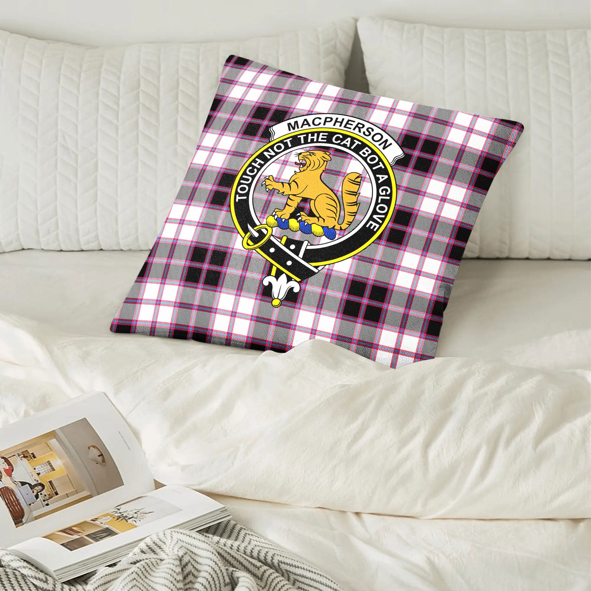 MacPherson Hunting Modern Tartan Crest Pillow Cover