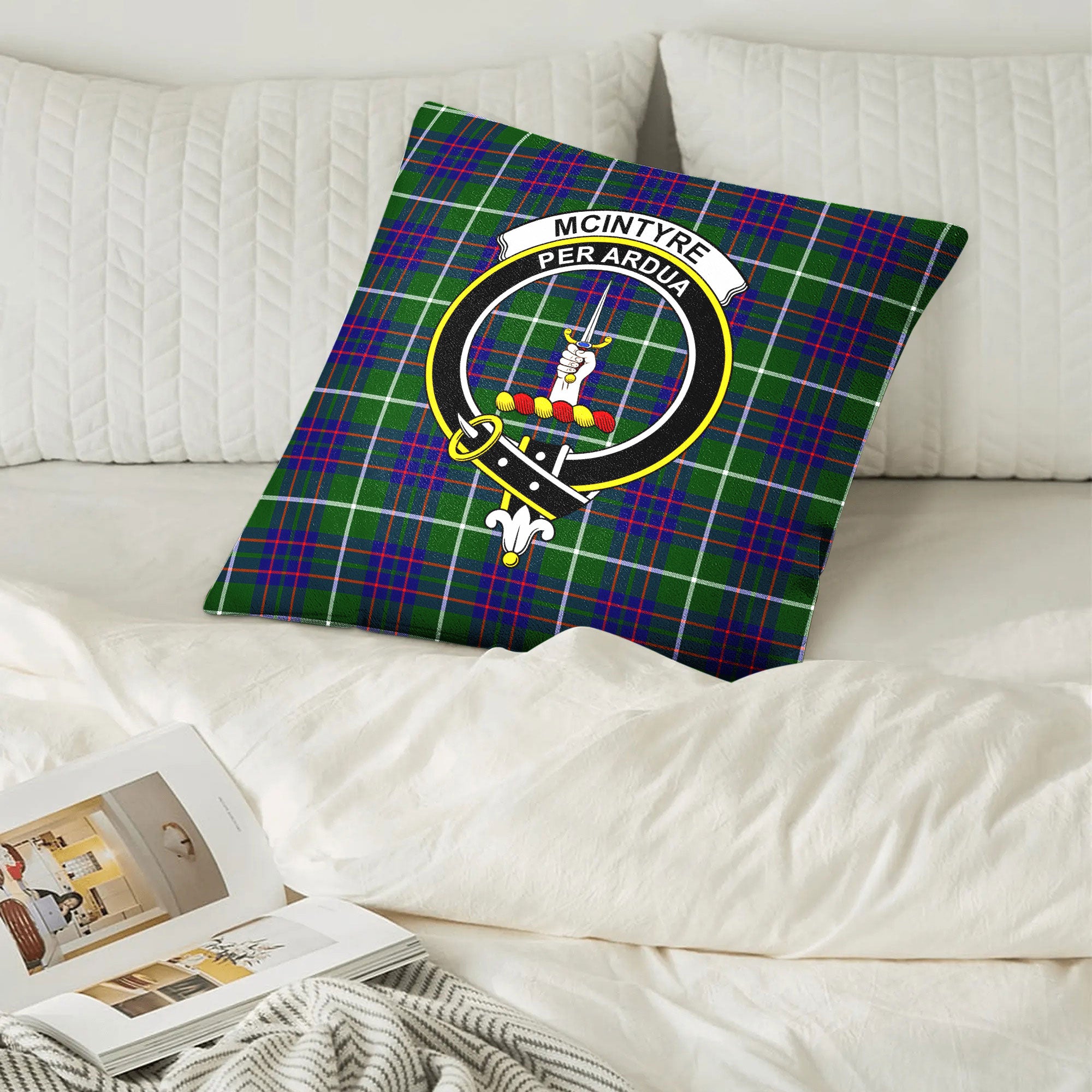 McIntyre Hunting Modern Tartan Crest Pillow Cover